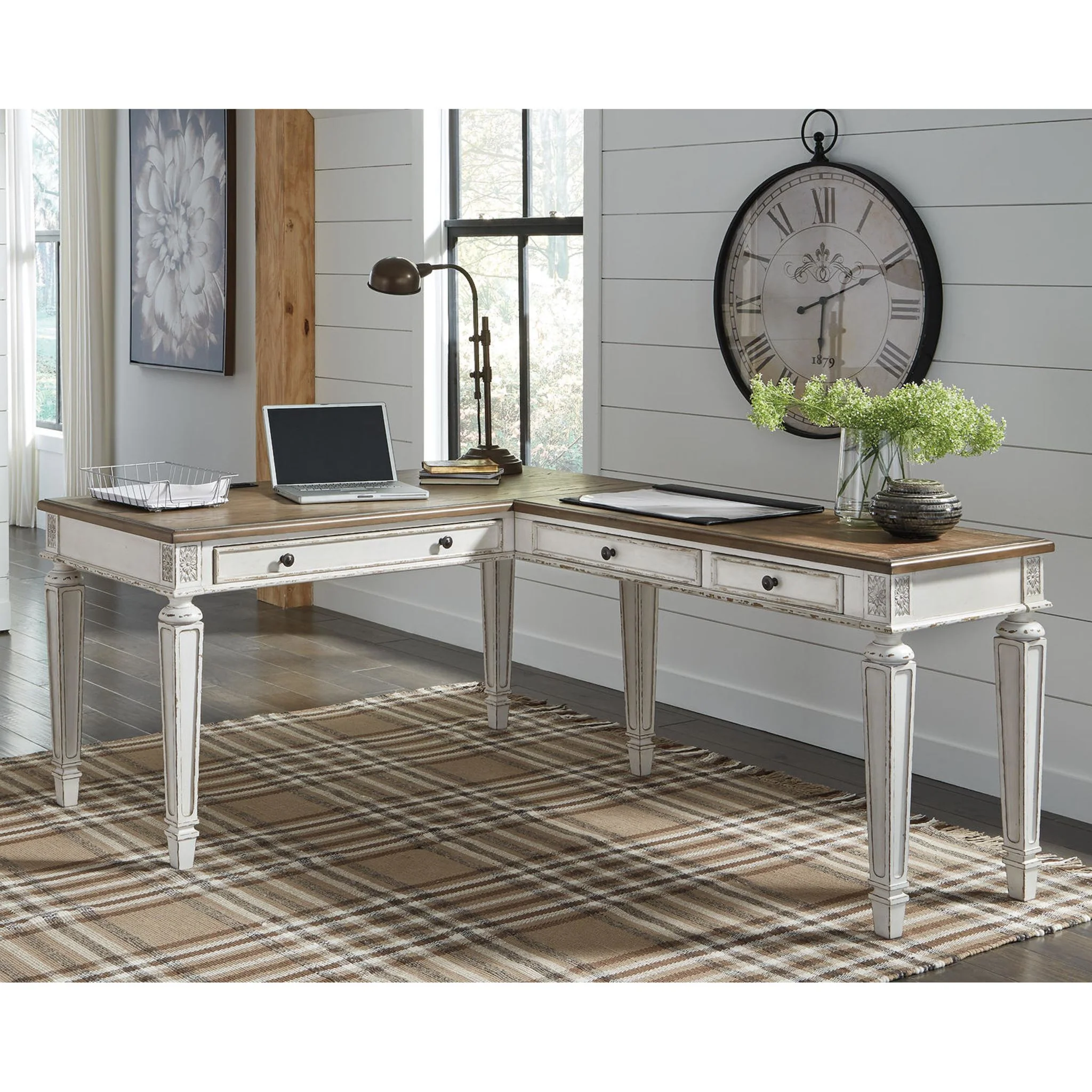 Realyn L-Desk - White/Brown - Image 31