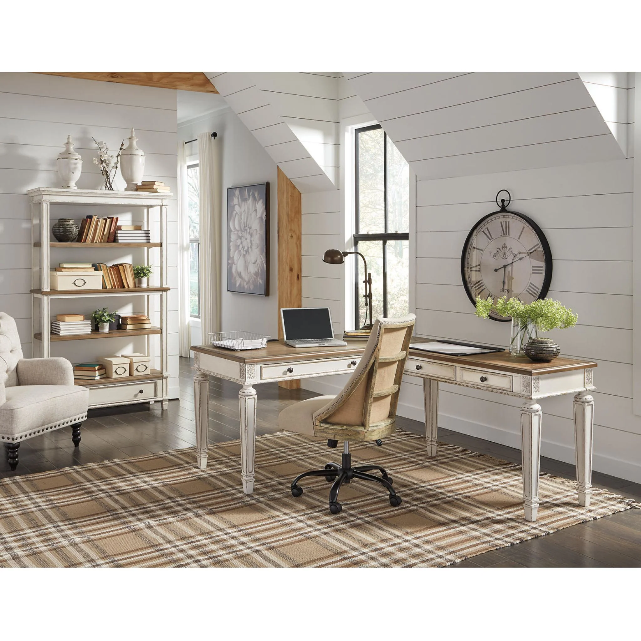 Realyn L-Desk - White/Brown - Image 33