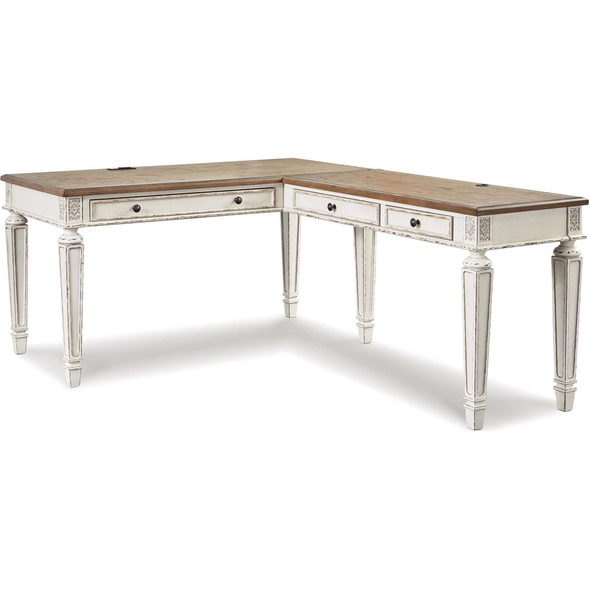 Realyn L-Desk - White/Brown - Image 34