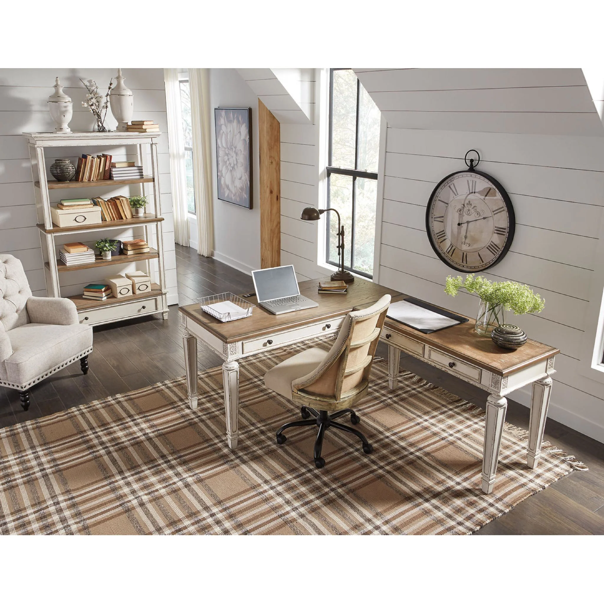 Realyn L-Desk - White/Brown - Image 35