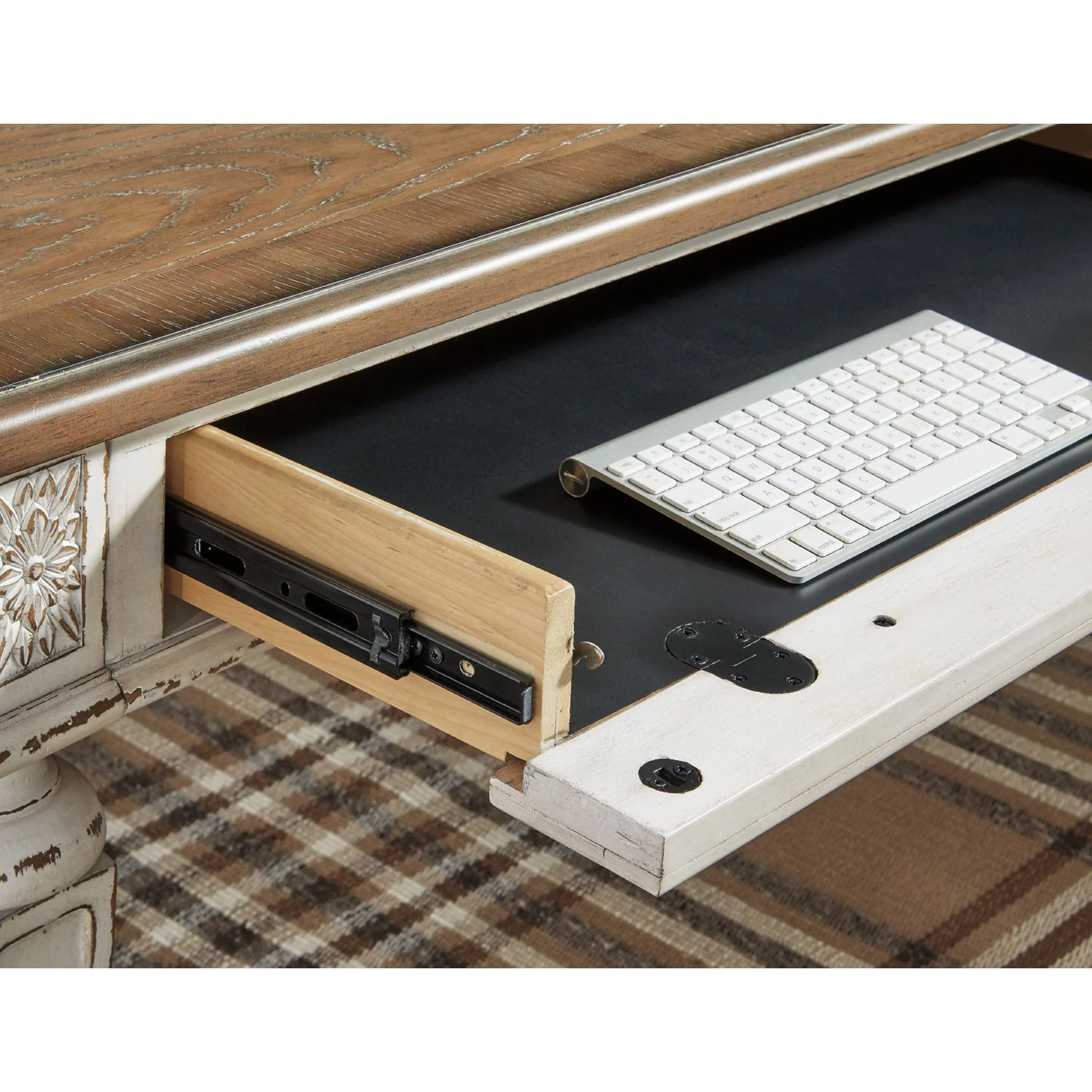 Realyn L-Desk - White/Brown - Image 38