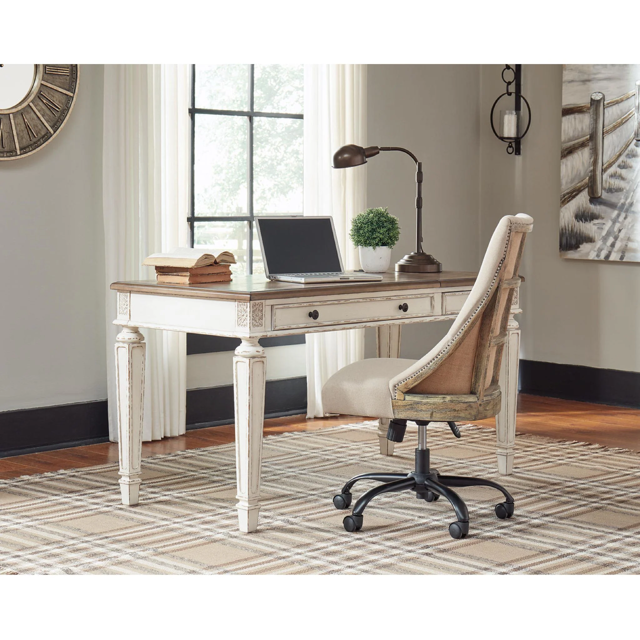 Realyn Lift Top Desk - White/Brown - Image 19