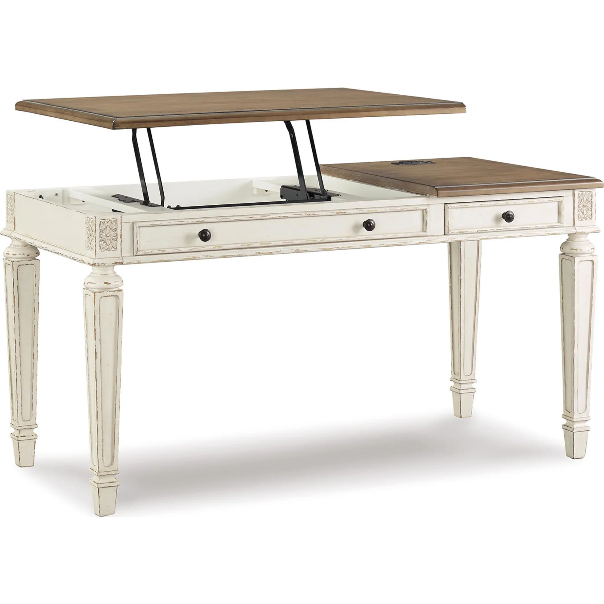 Realyn Lift Top Desk - White/Brown - Image 22