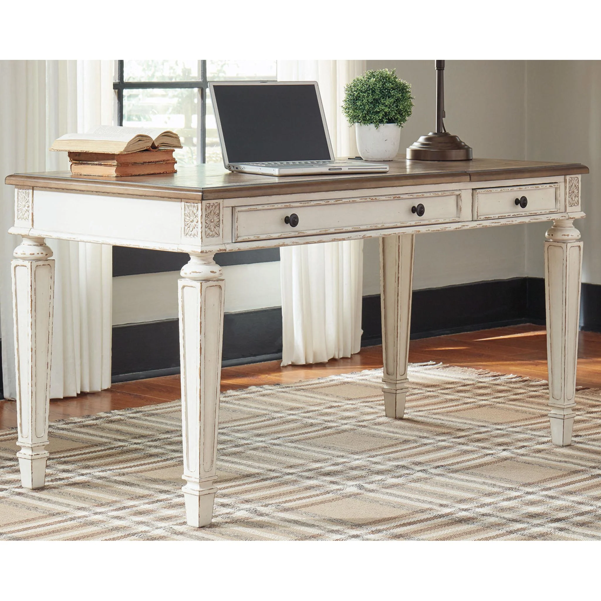 Realyn Lift Top Desk - White/Brown - Image 34