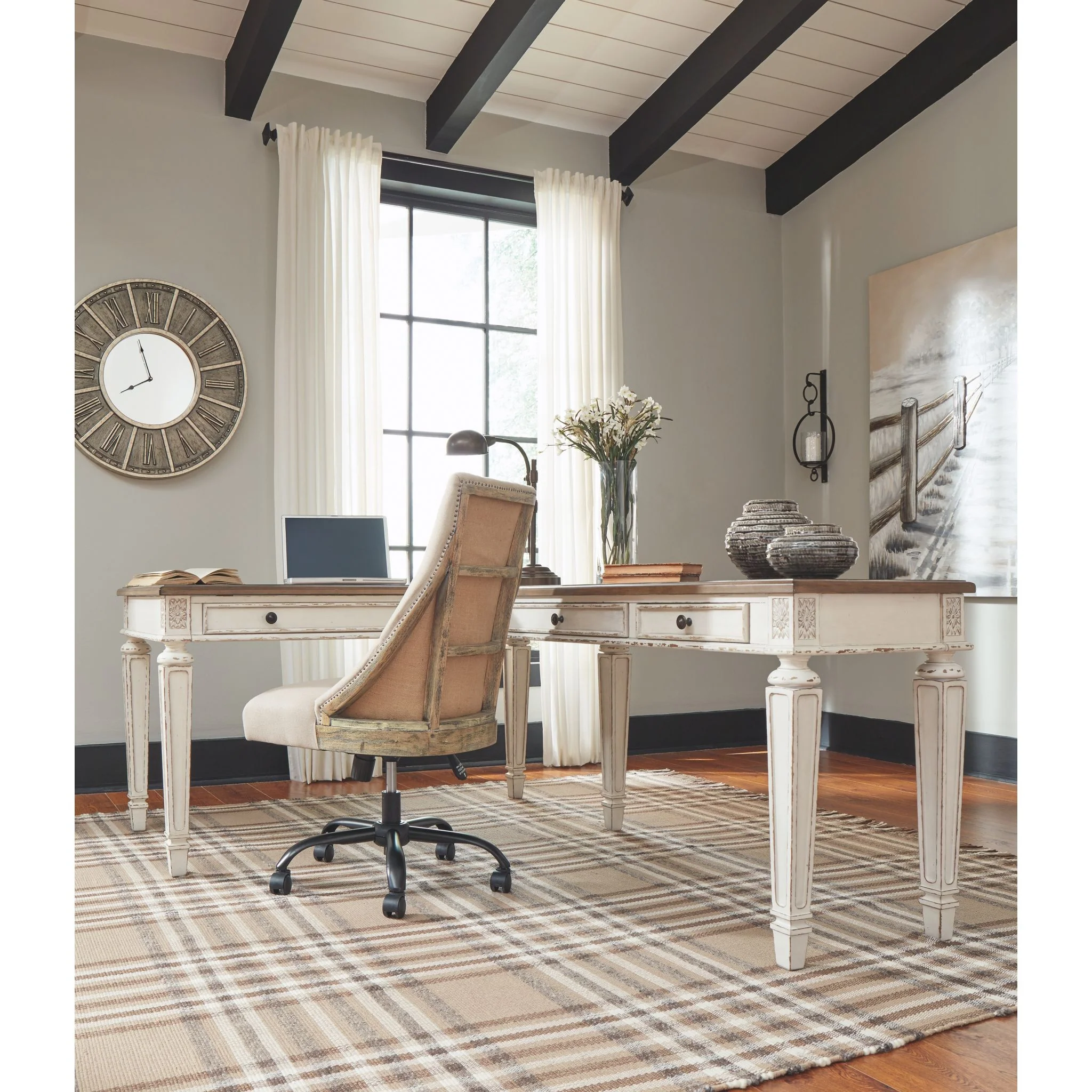 Realyn Lift Top Desk with Return - White/Brown - Image 11