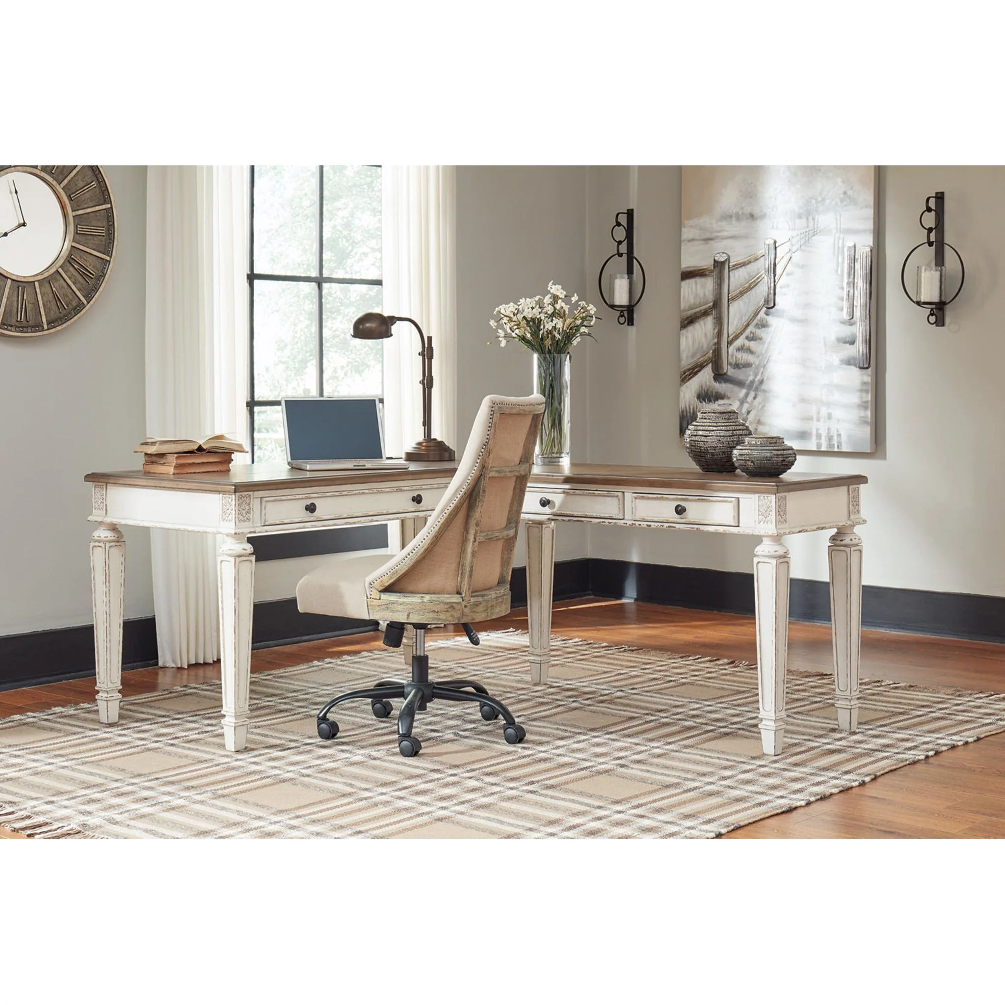 Realyn Lift Top Desk with Return - White/Brown - Image 17