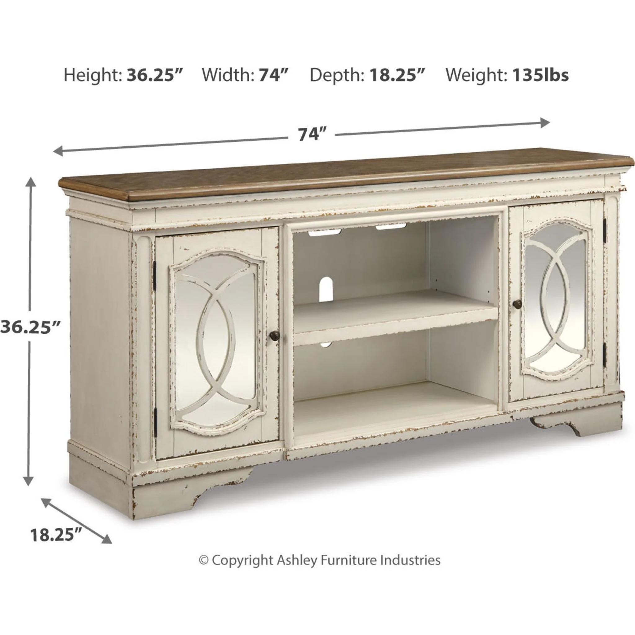 Realyn TV Stand - Chipped White - Image 14