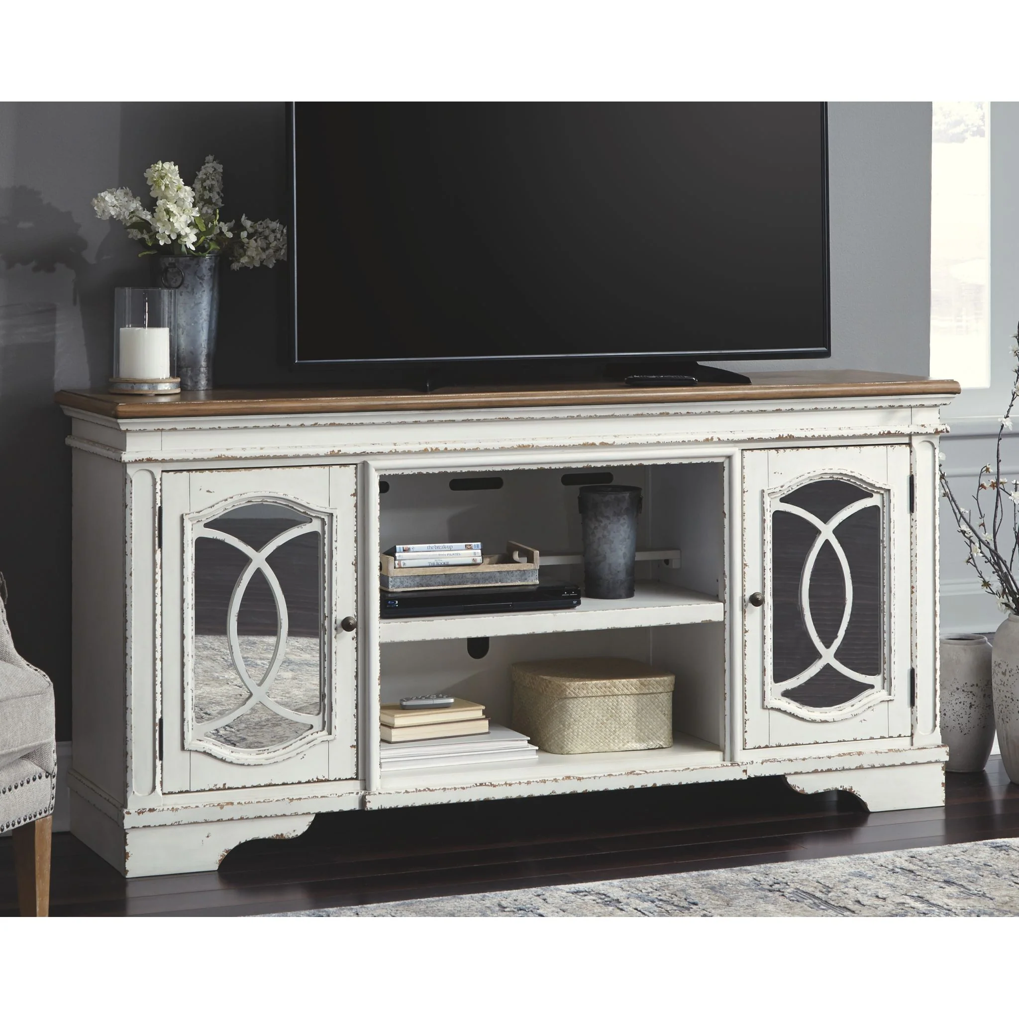 Realyn TV Stand - Chipped White - Image 2