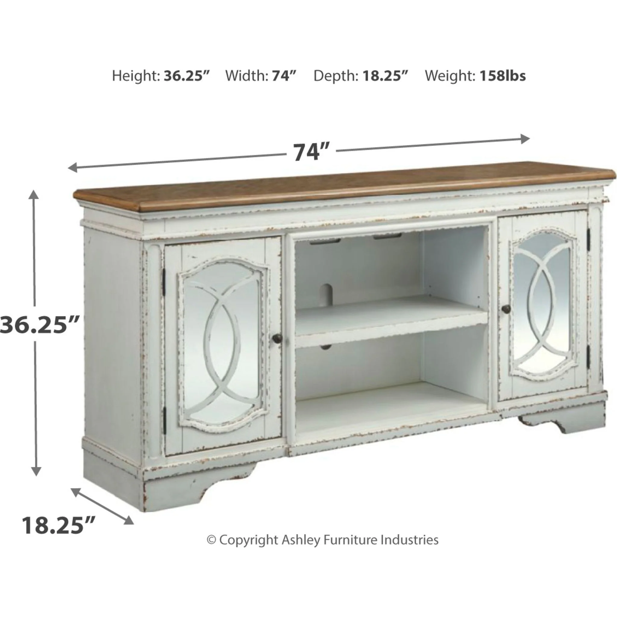 Realyn TV Stand - Chipped White - Image 4