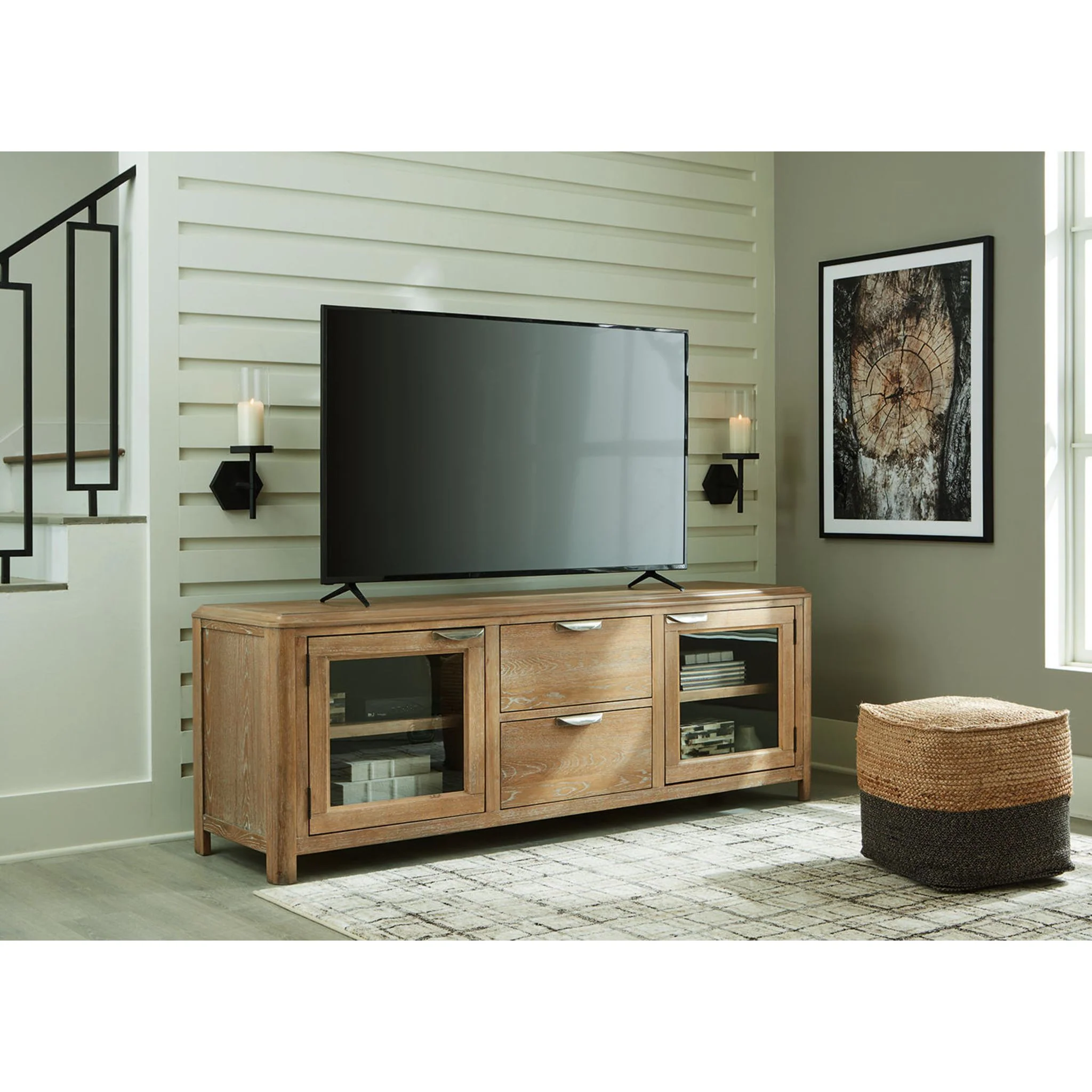 Rencott TV Stand - Light Brown - Image 2