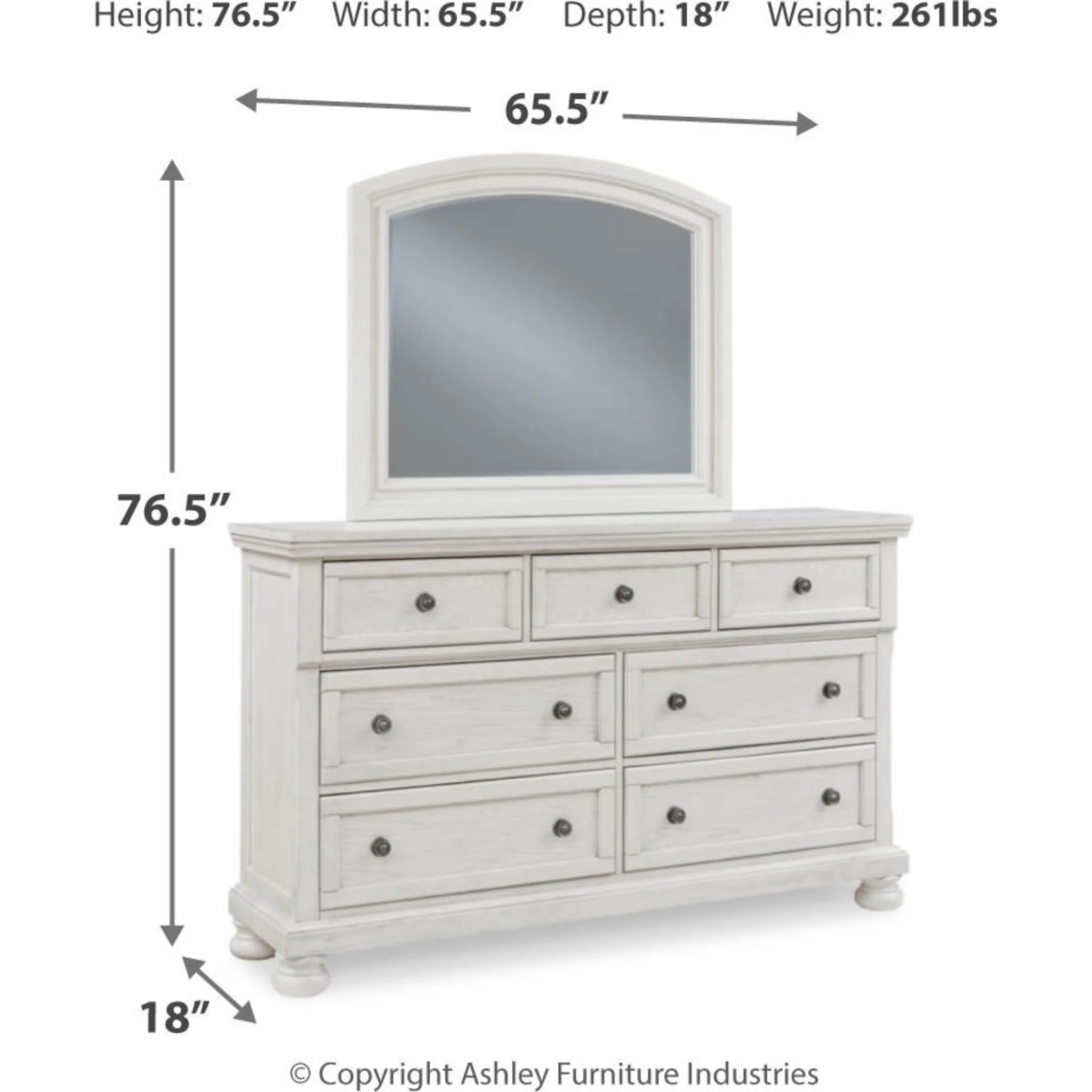 Robbinsdale Dresser and Mirror - Antique White - Image 16