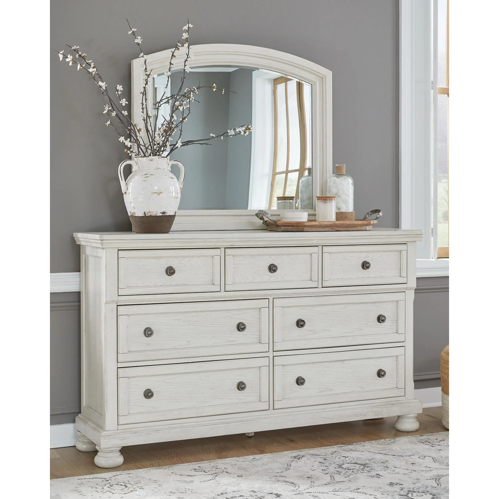 Robbinsdale Dresser and Mirror - Antique White - Image 9