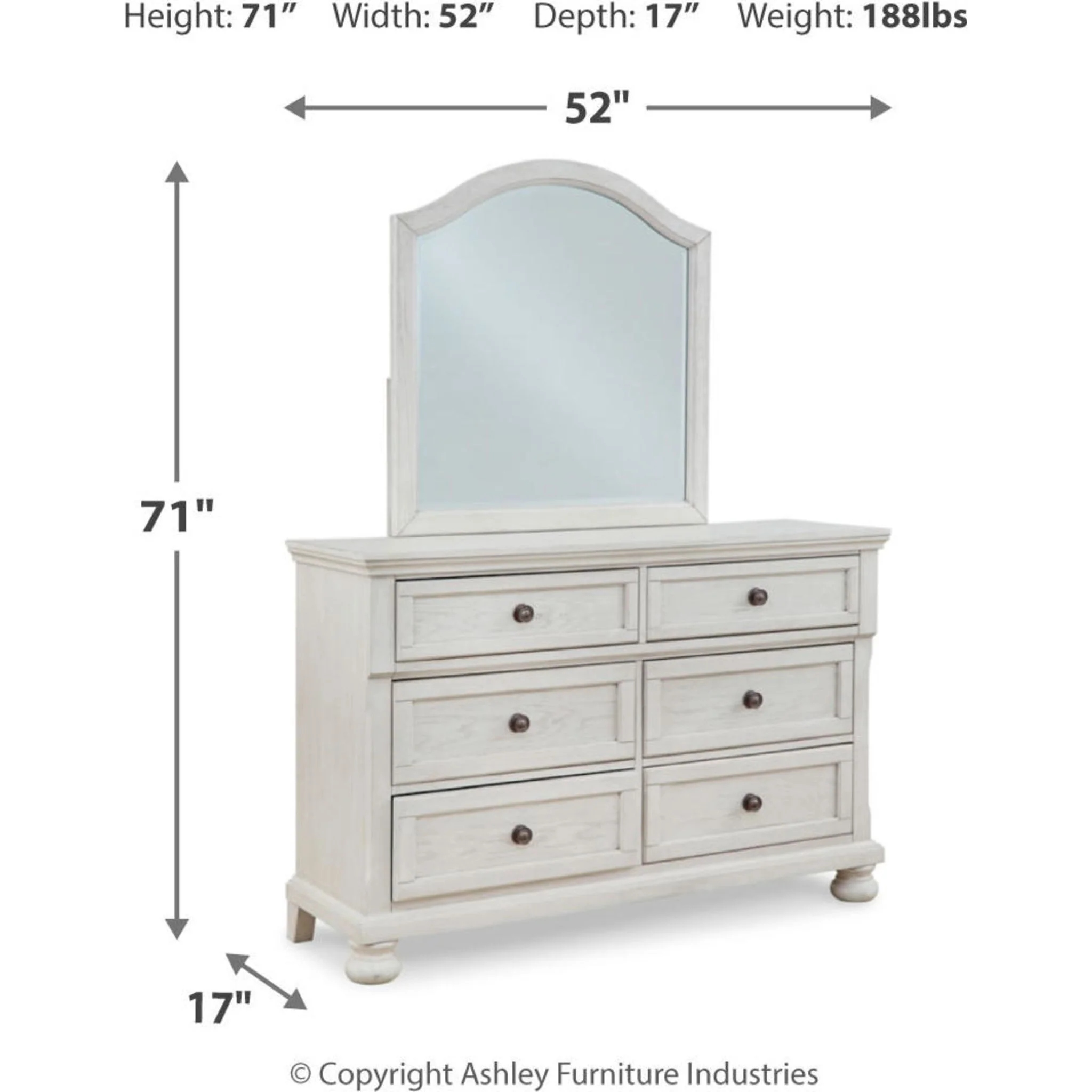 Robbinsdale Dresser and Mirror - Antique White - Image 10