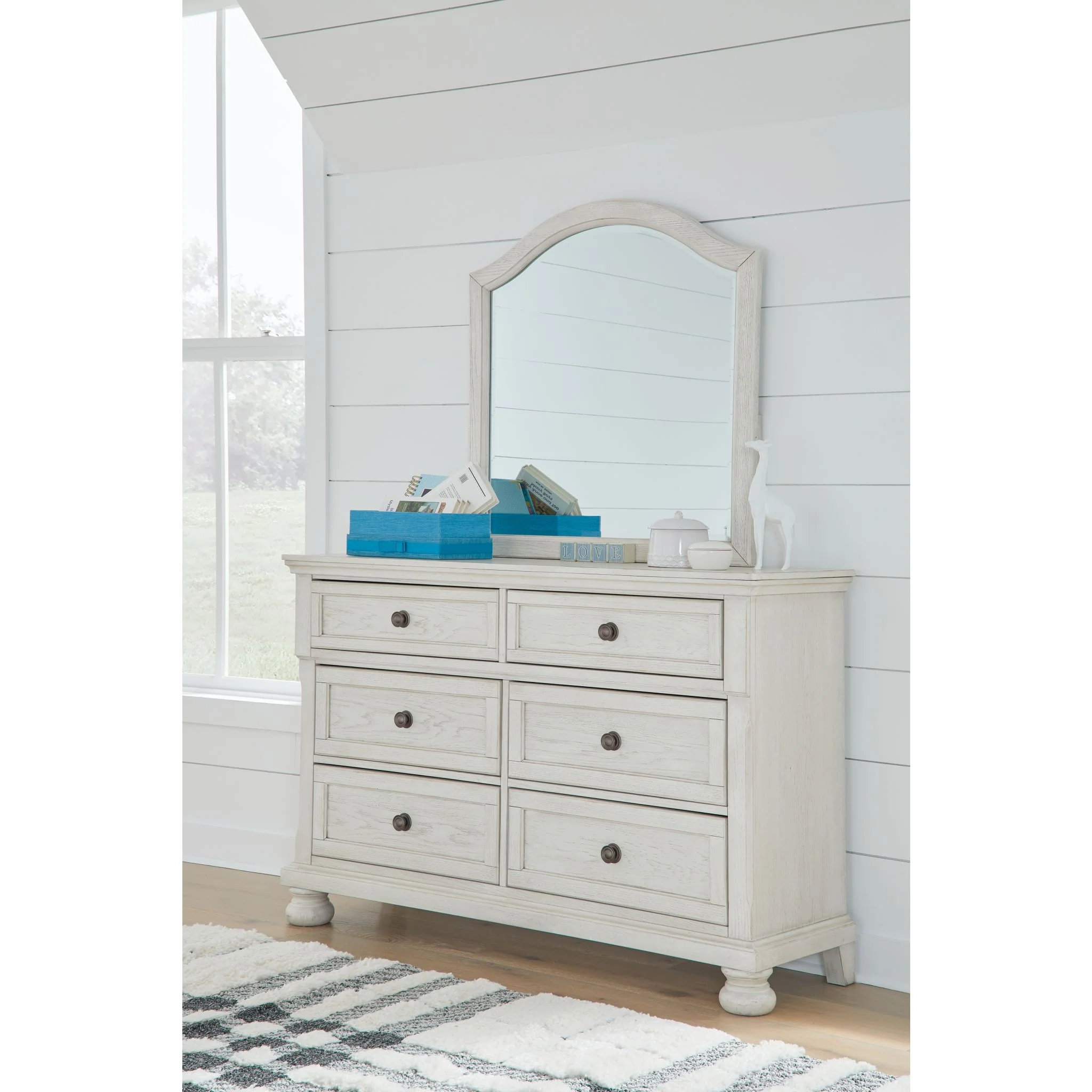 Robbinsdale Dresser and Mirror - Antique White - Image 2