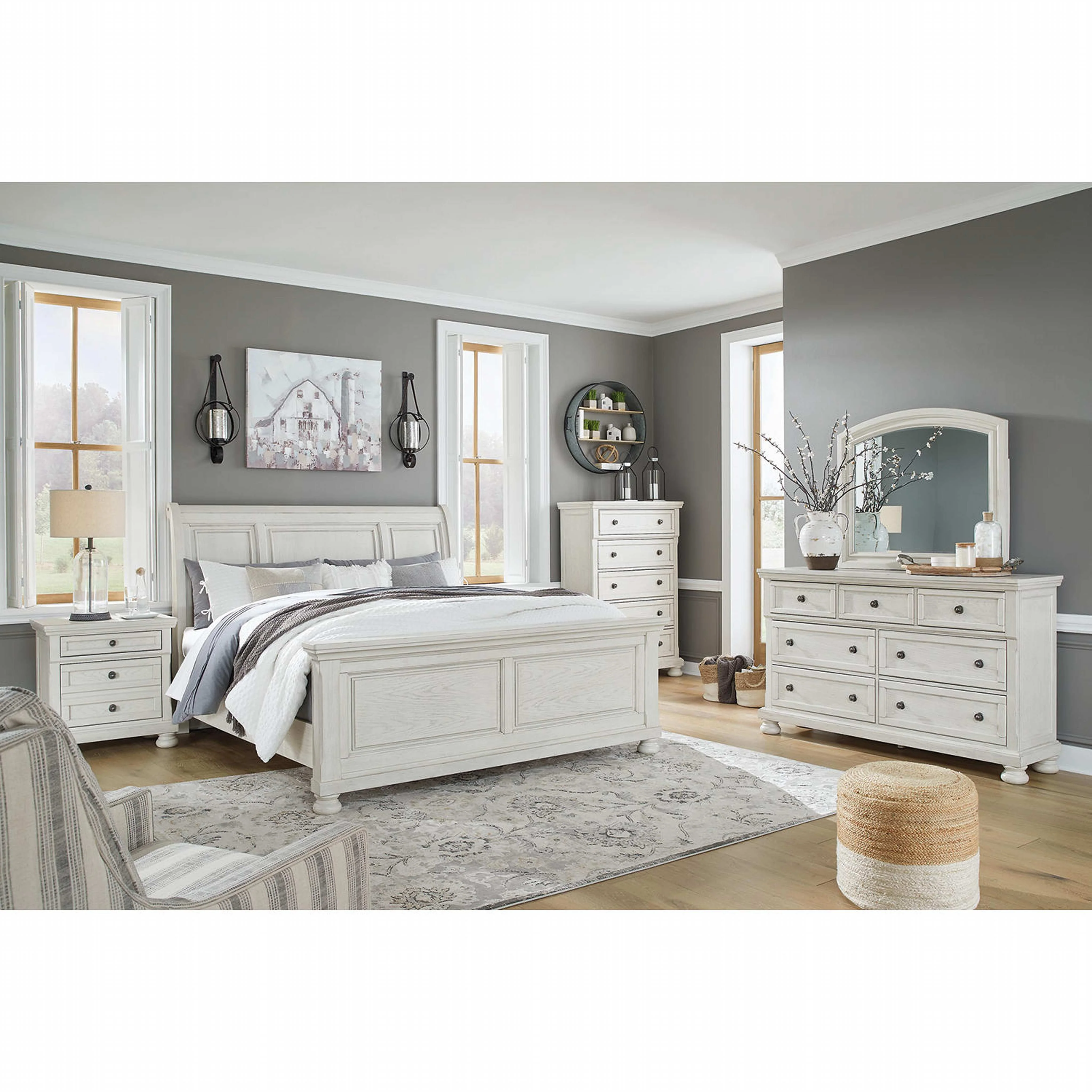 Robbinsdale Sleigh Bed - Antique White - Image 11