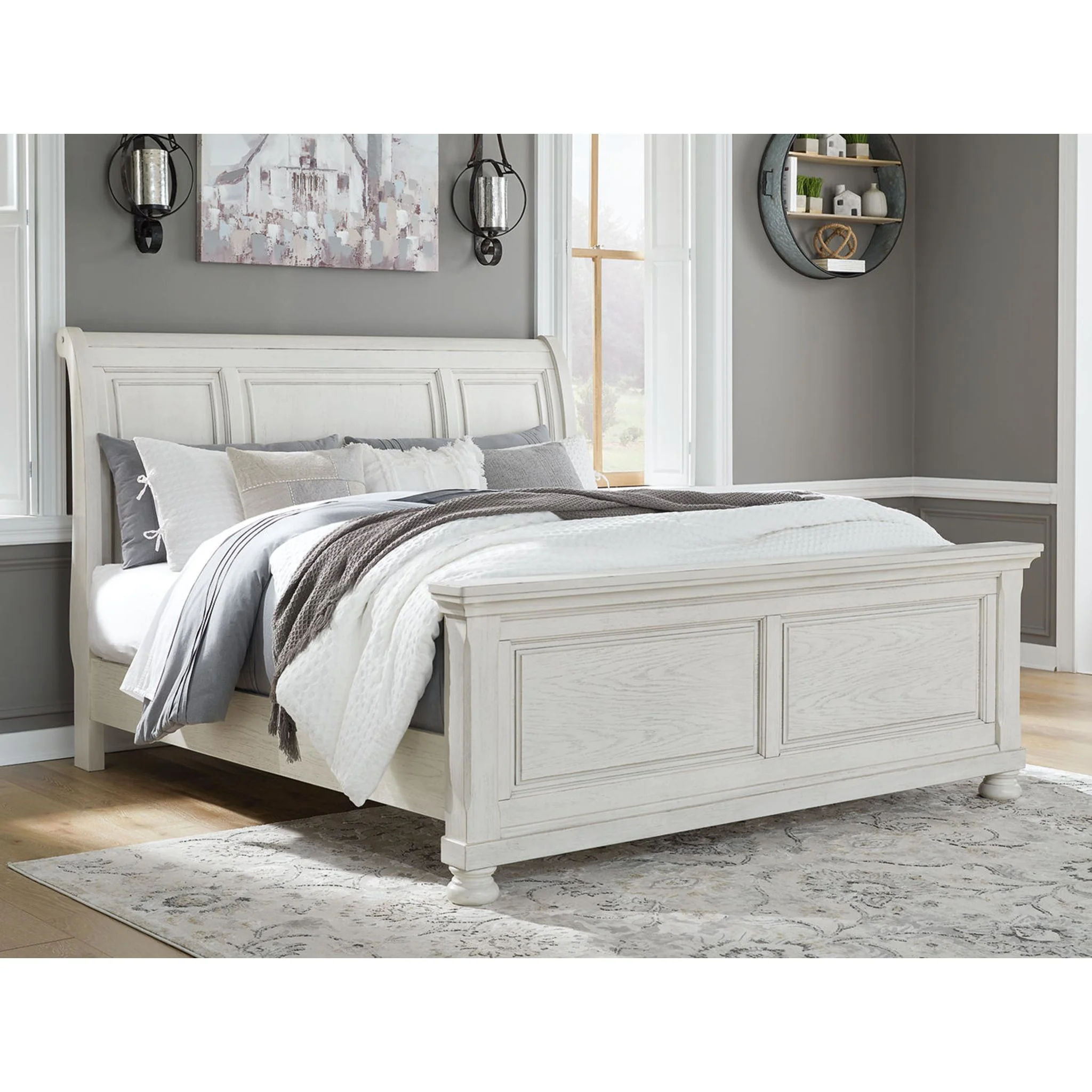 Robbinsdale Sleigh Bed - Antique White - Image 9