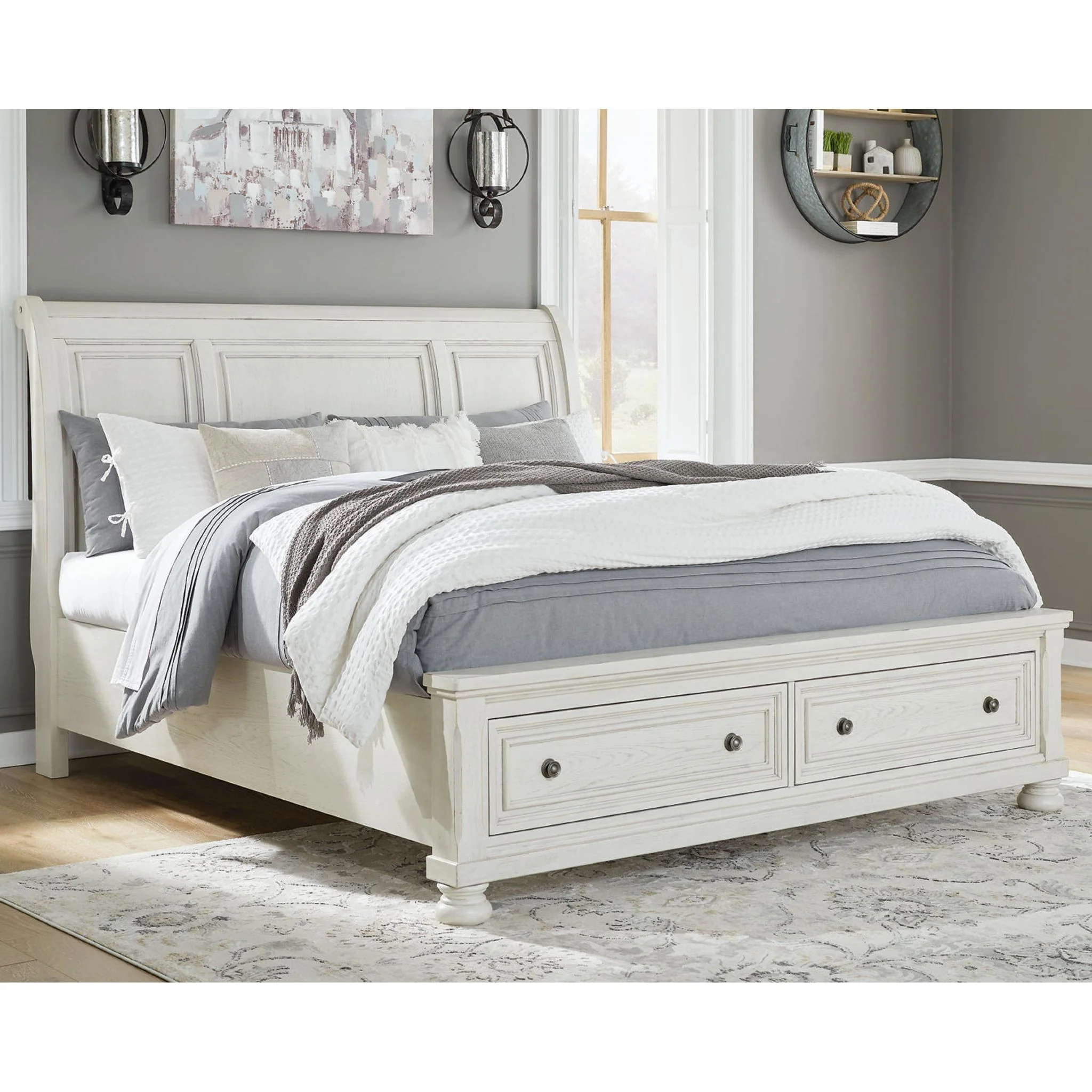 Robbinsdale Sleigh Storage Bed - Antique White - Image 11