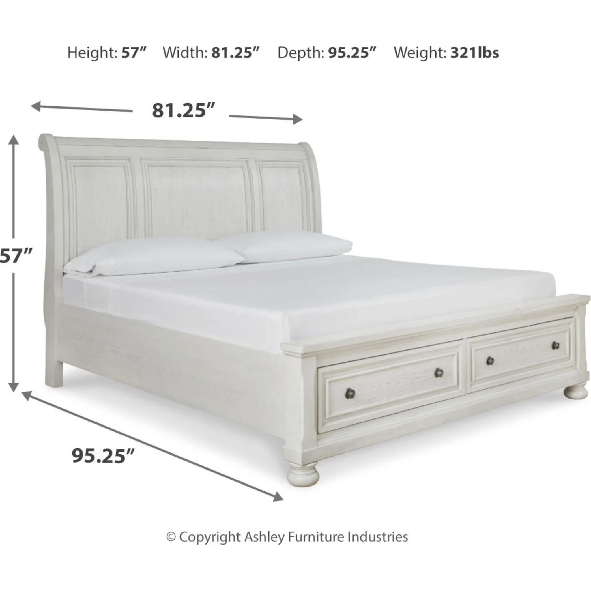 Robbinsdale Sleigh Storage Bed - Antique White - Image 15
