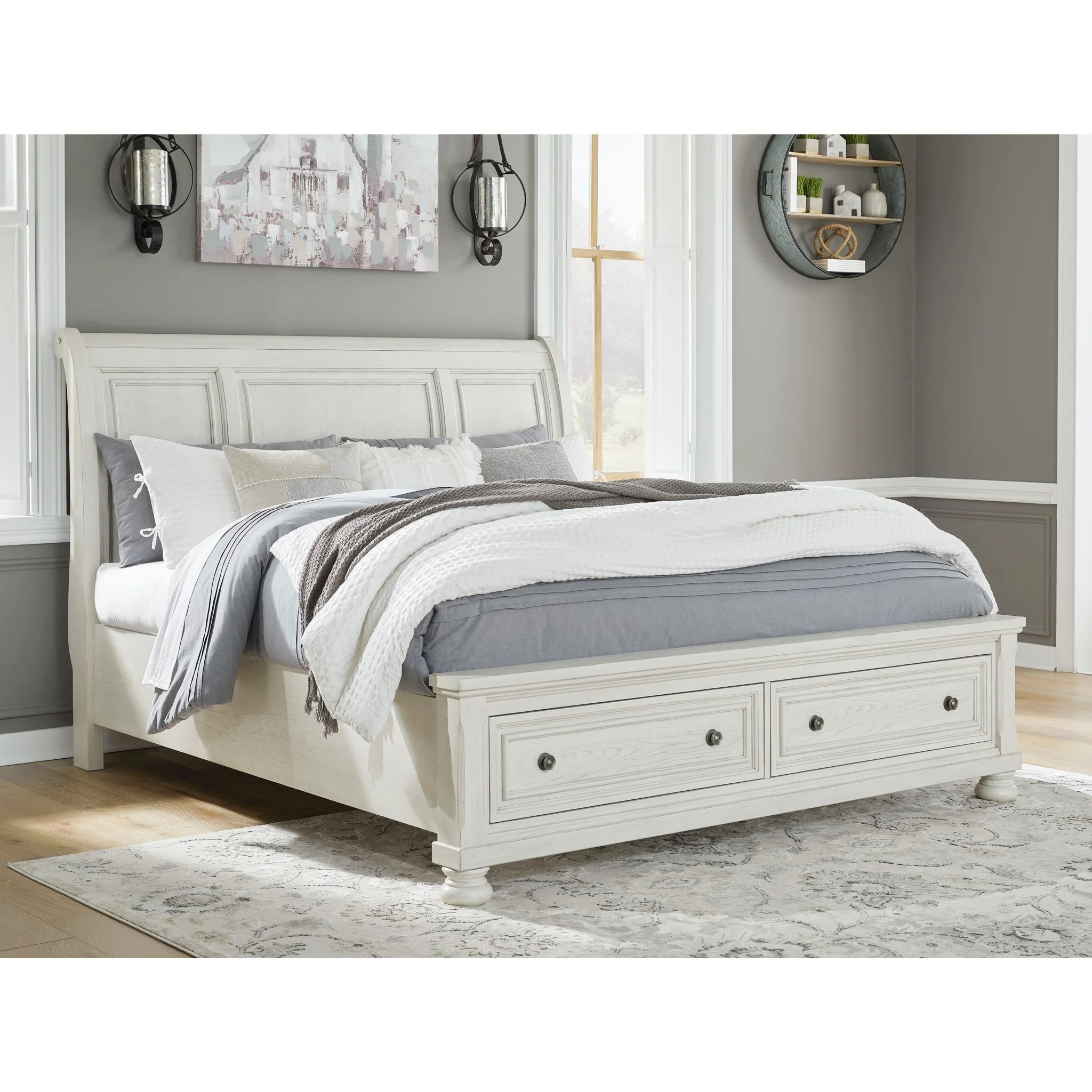 Robbinsdale Sleigh Storage Bed - Antique White - Image 2
