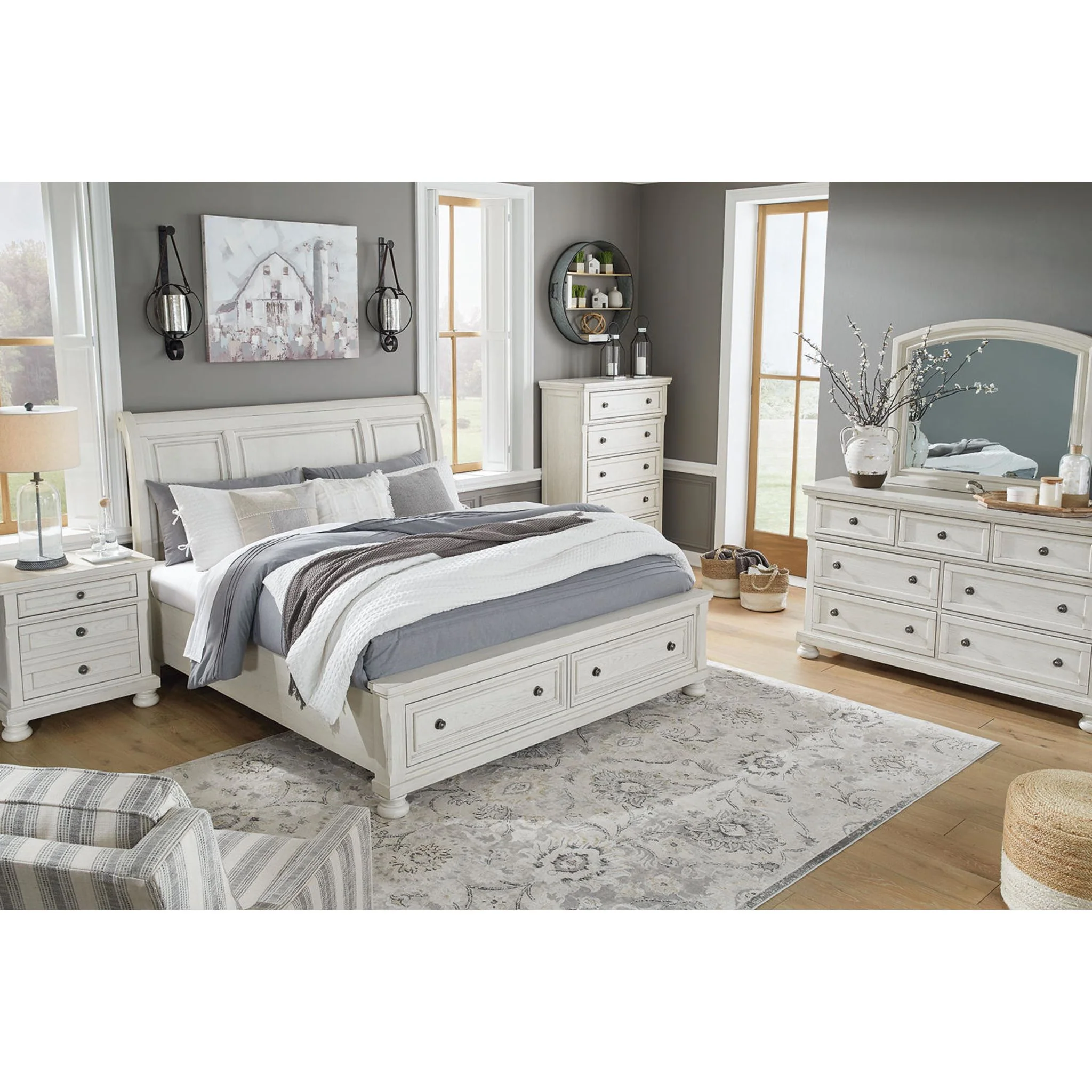 Robbinsdale Sleigh Storage Bed - Antique White - Image 24