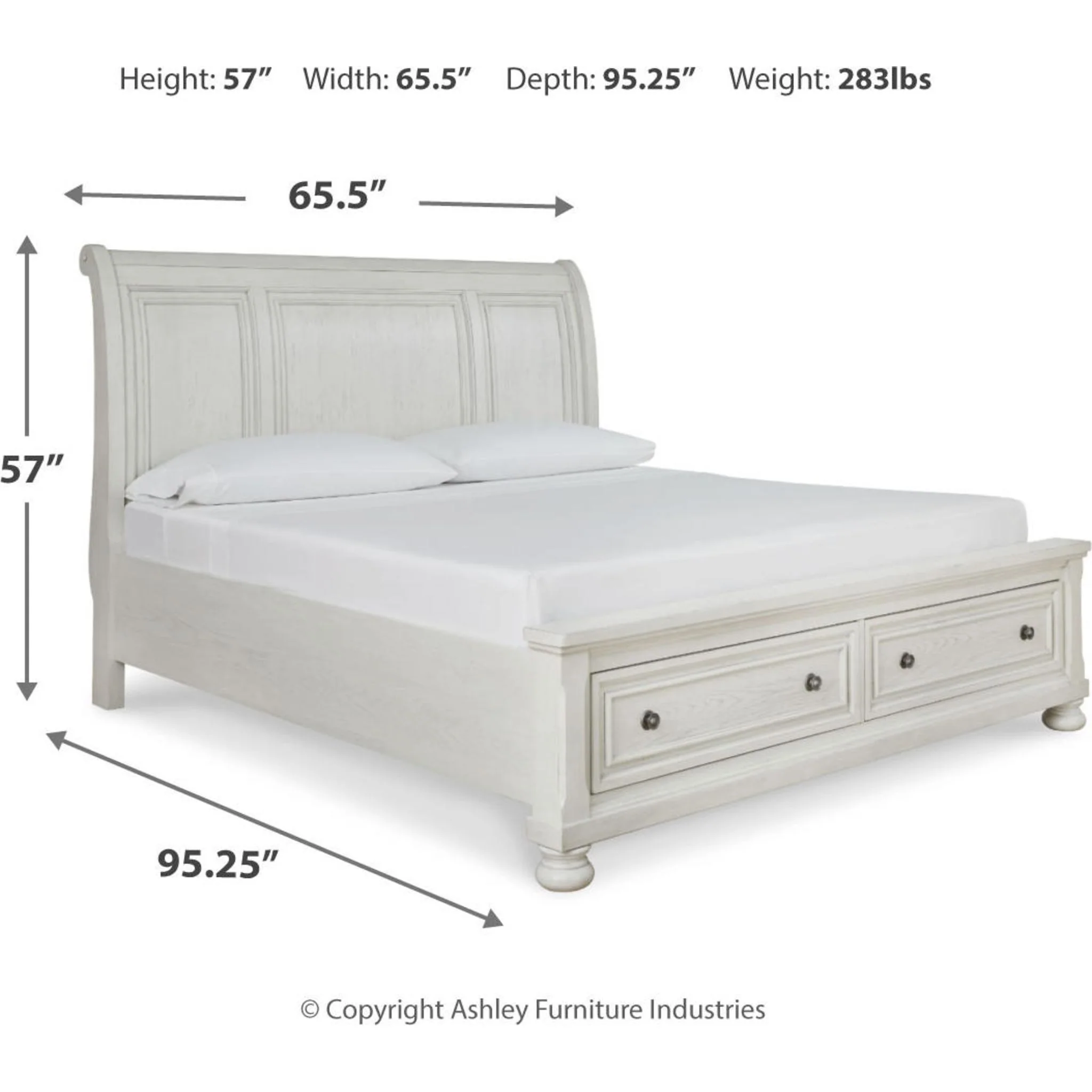 Robbinsdale Sleigh Storage Bed - Antique White - Image 3