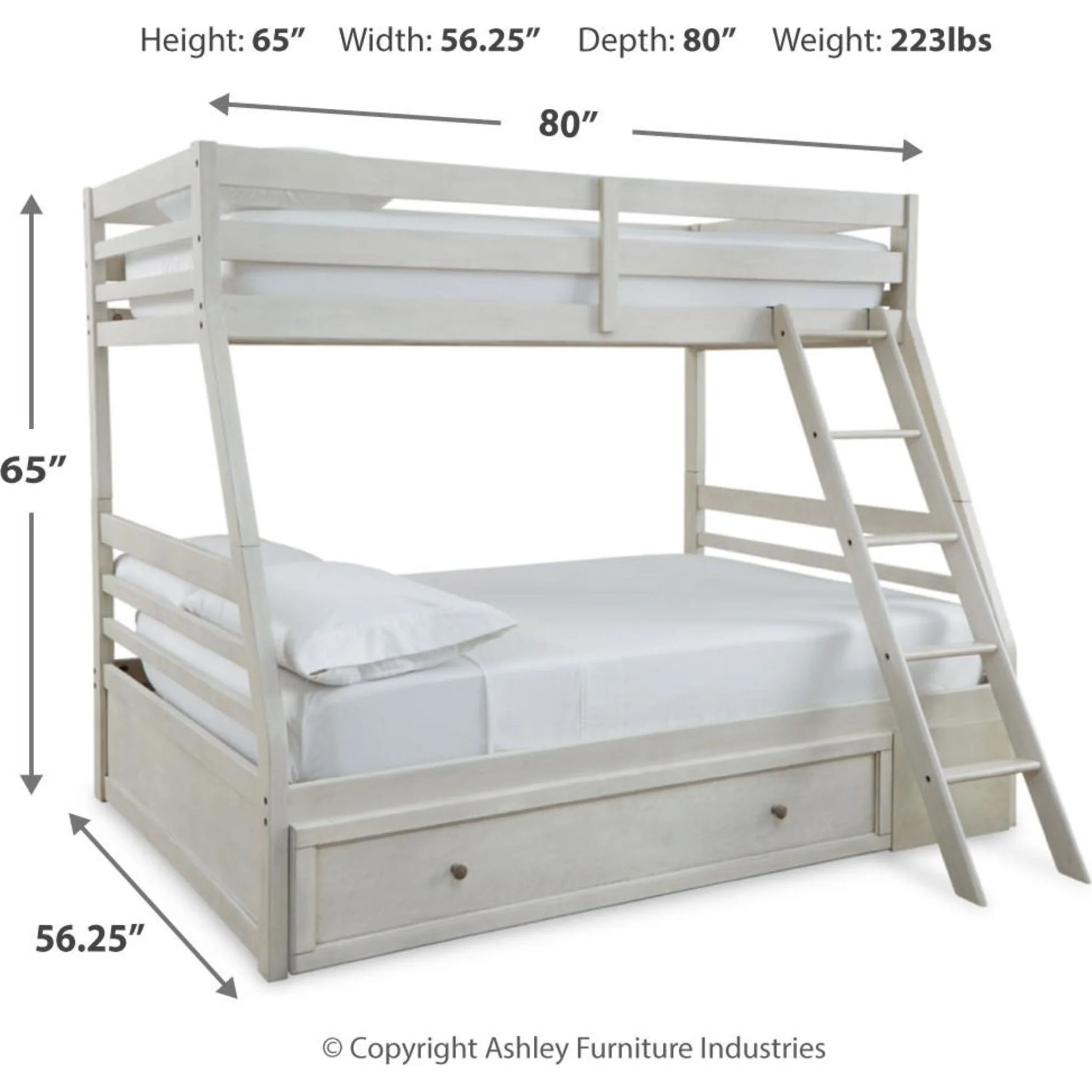 Robbinsdale Twin/Full Bunk Bed with Storage - Antique White - Image 15