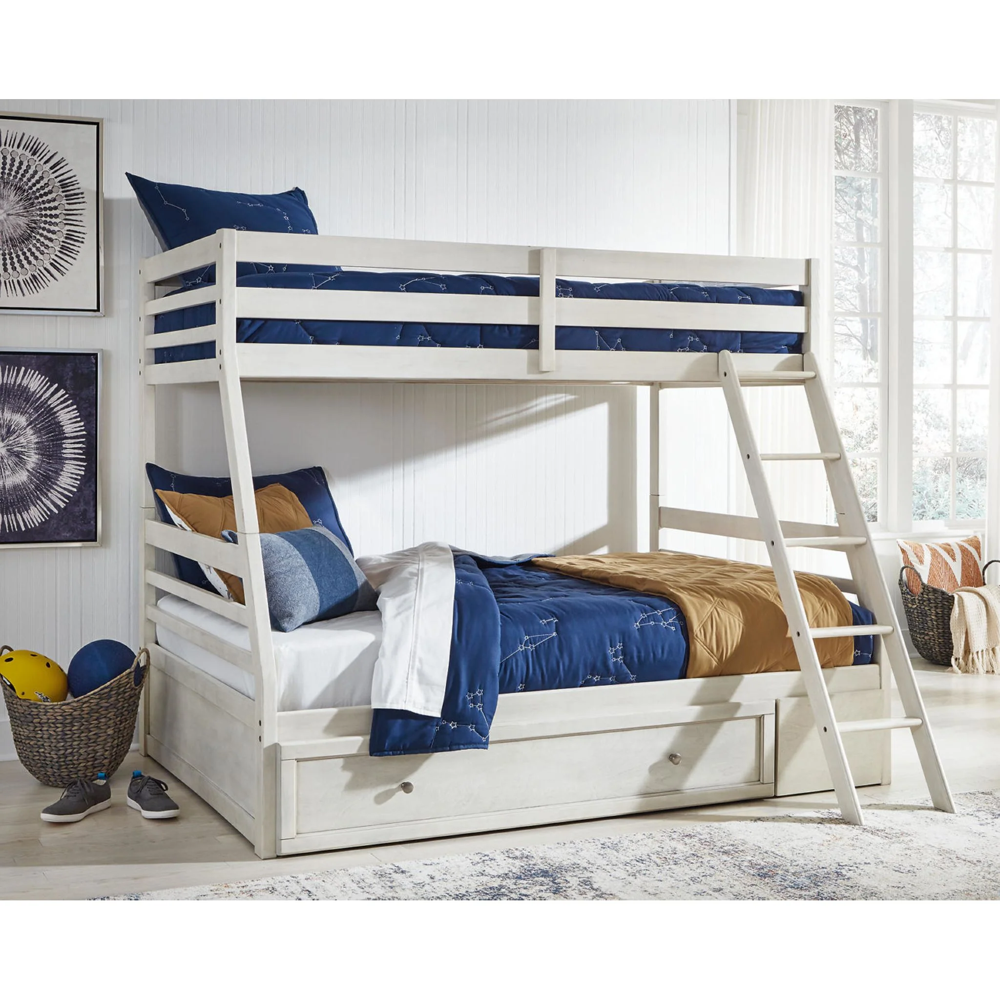 Robbinsdale Twin/Full Bunk Bed with Storage - Antique White - Image 17