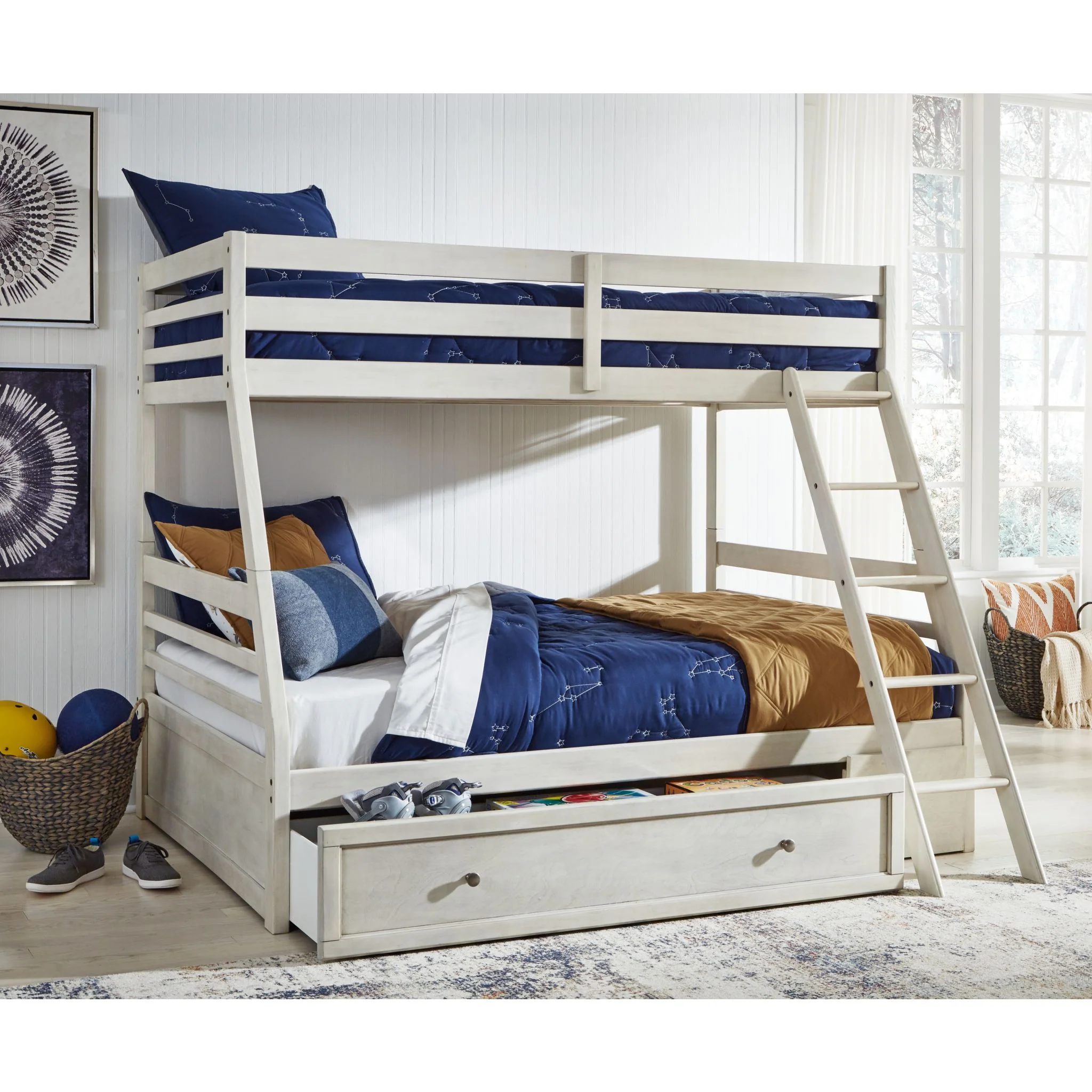 Robbinsdale Twin/Full Bunk Bed with Storage - Antique White - Image 8