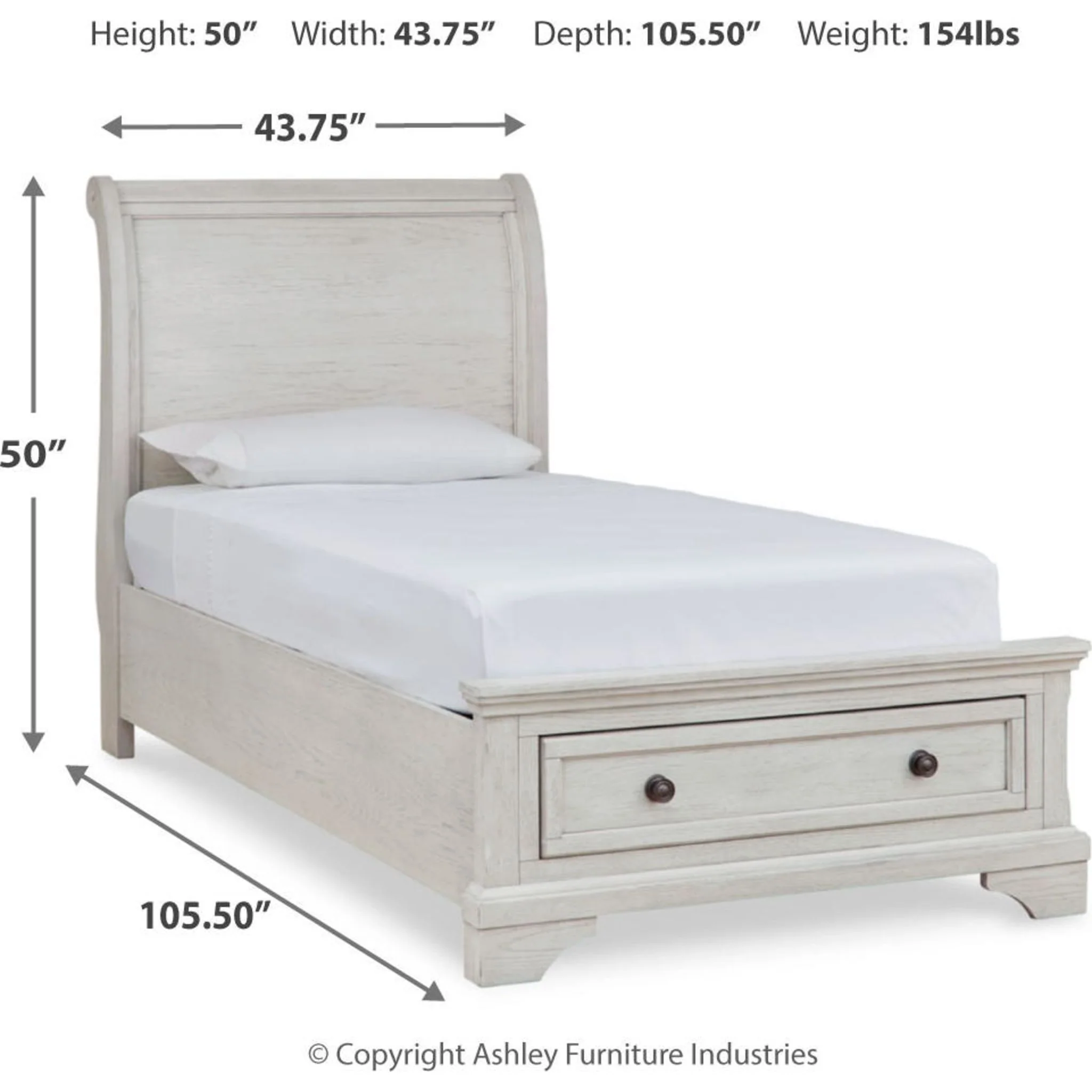 Robbinsdale Sleigh Storage Bed - Antique White - Image 11