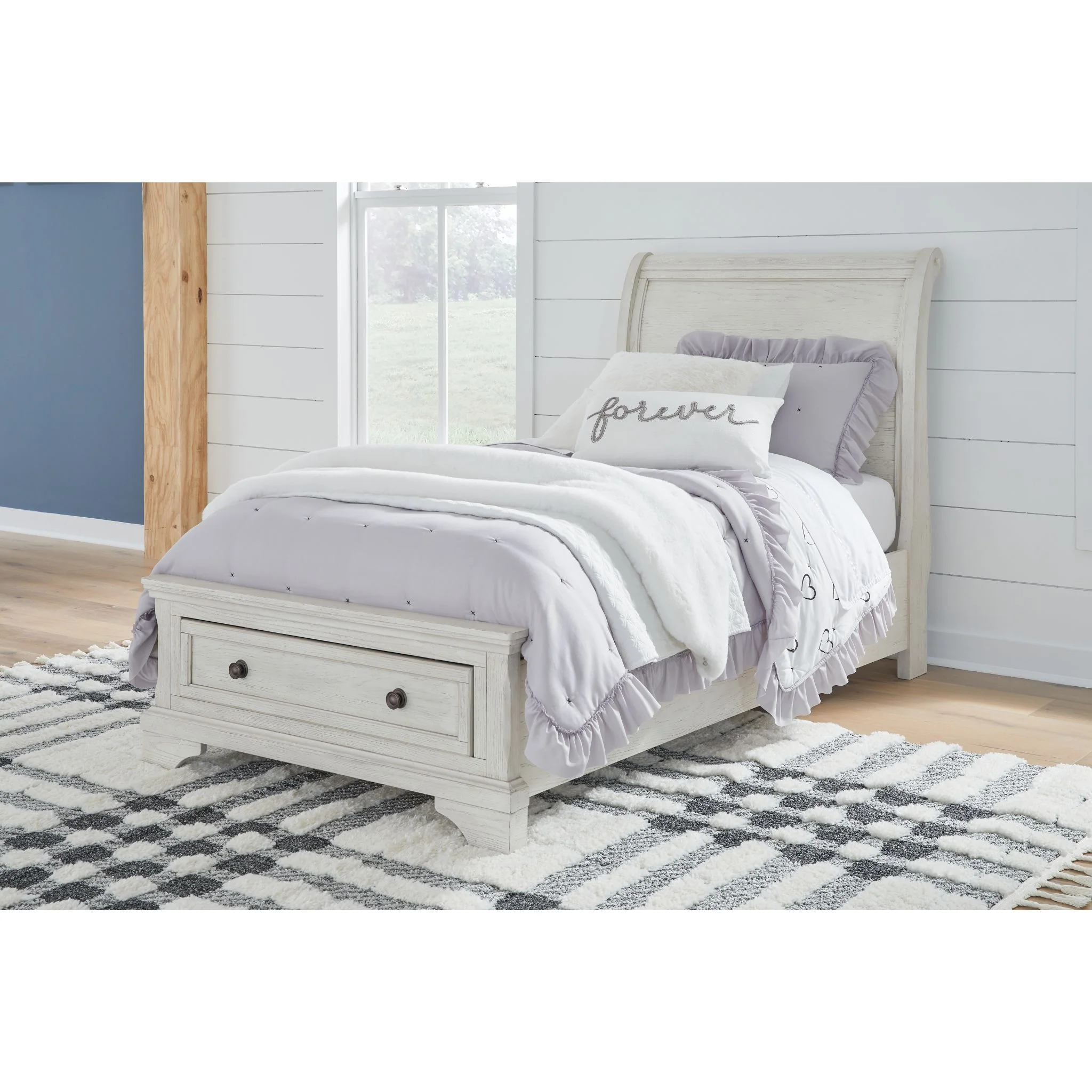 Robbinsdale Sleigh Storage Bed - Antique White - Image 2