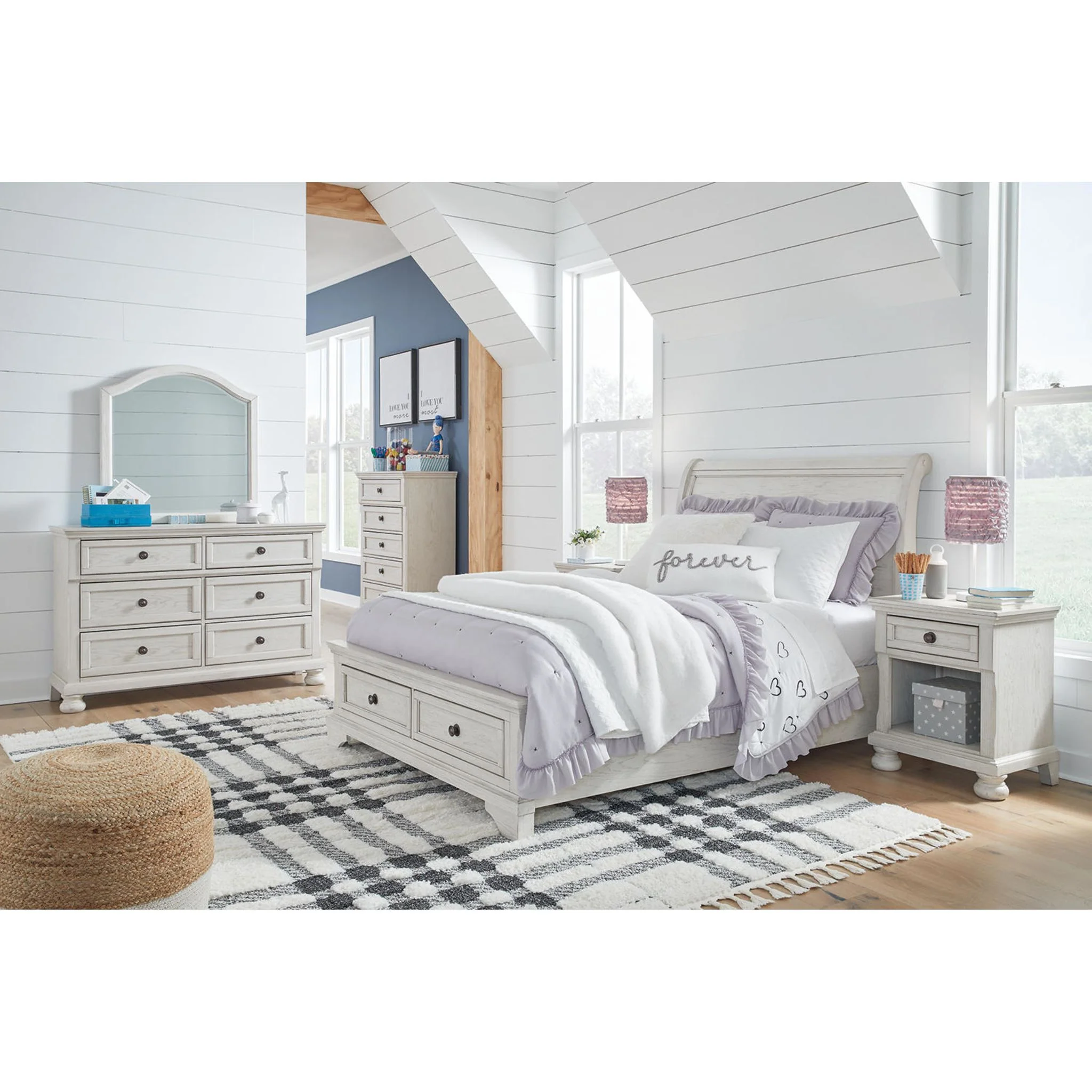 Robbinsdale Sleigh Storage Bed - Antique White - Image 22