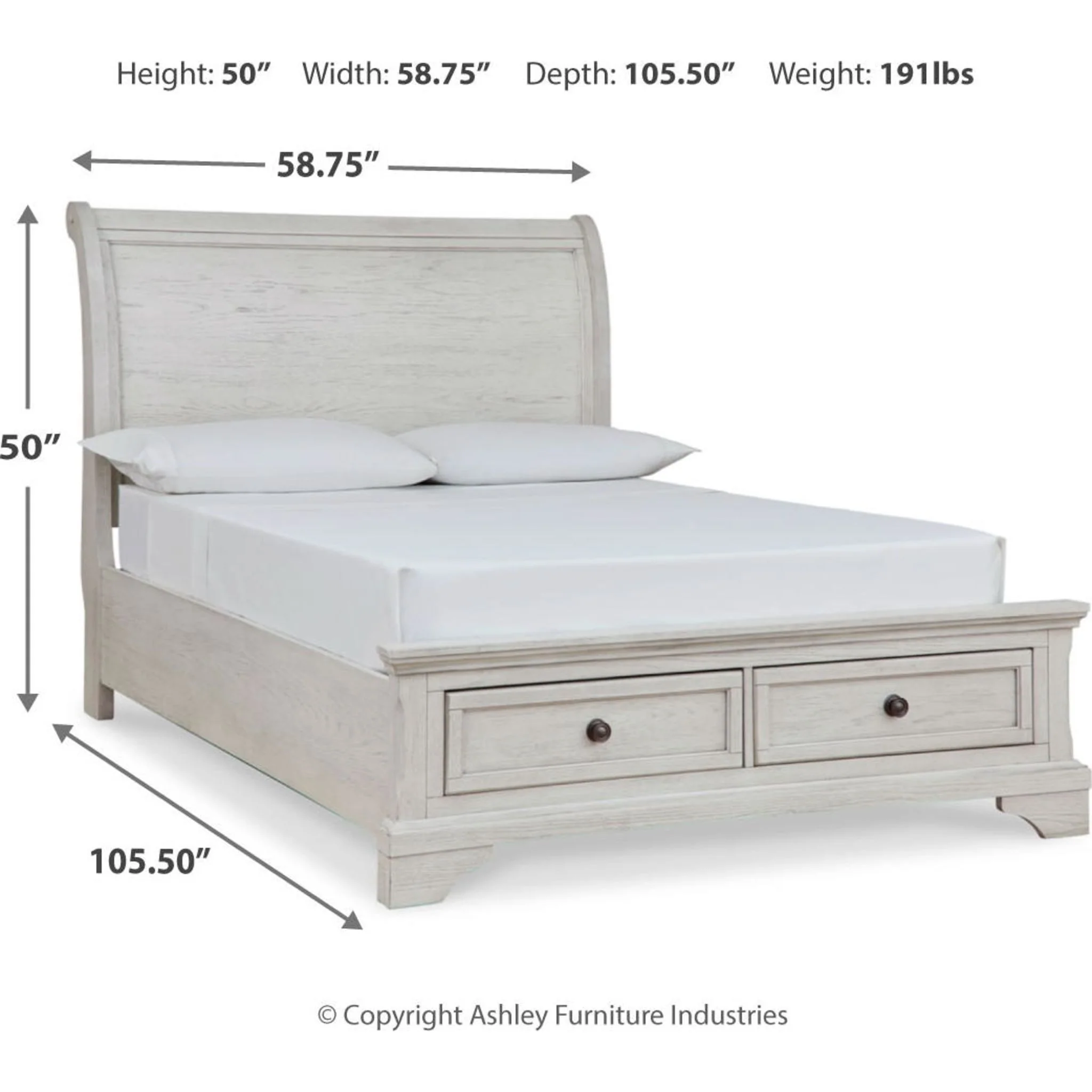 Robbinsdale Sleigh Storage Bed - Antique White - Image 25