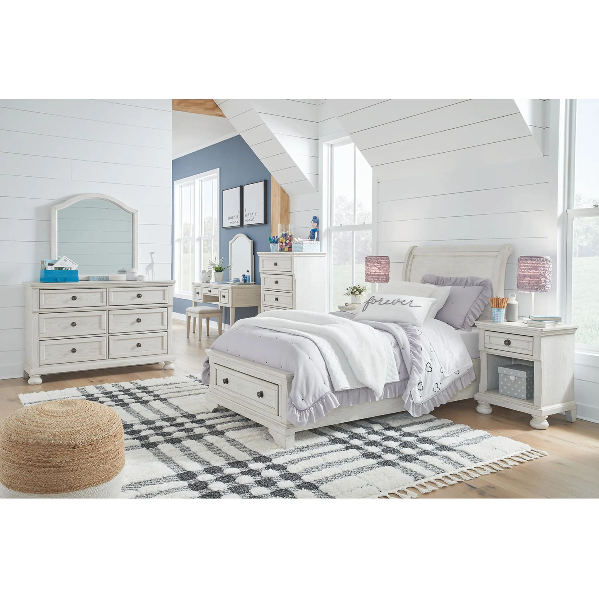 Robbinsdale Sleigh Storage Bed - Antique White - Image 8