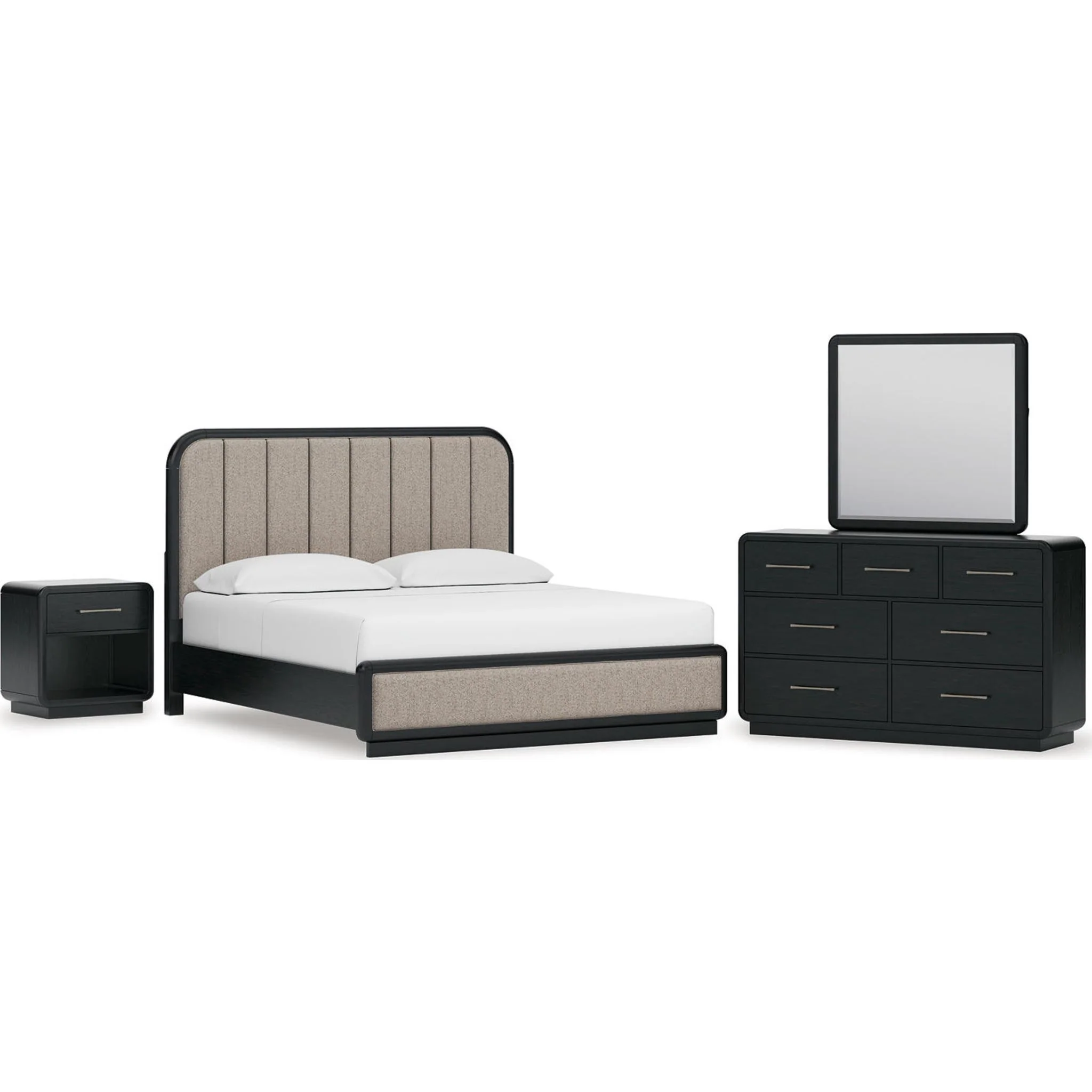 Rowanbeck 6 Piece King Panel Bedroom - Gray/Black