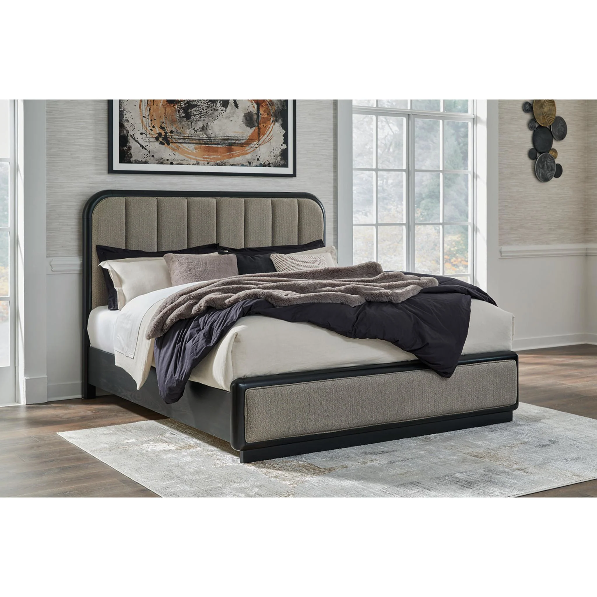 Rowanbeck 6 Piece King Panel Bedroom - Gray/Black - Image 11