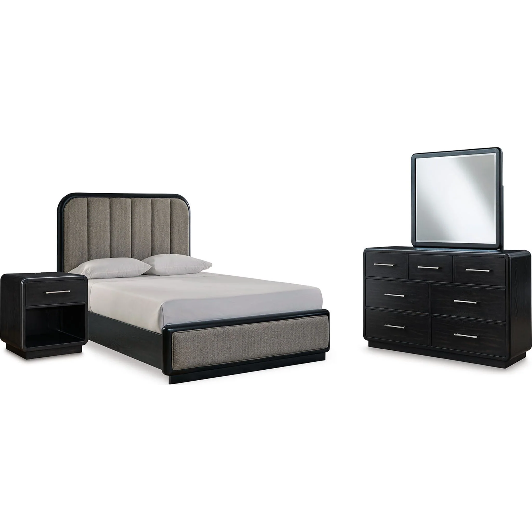 Rowanbeck 6 Piece Queen Panel Bedroom - Gray/Black - Image 2