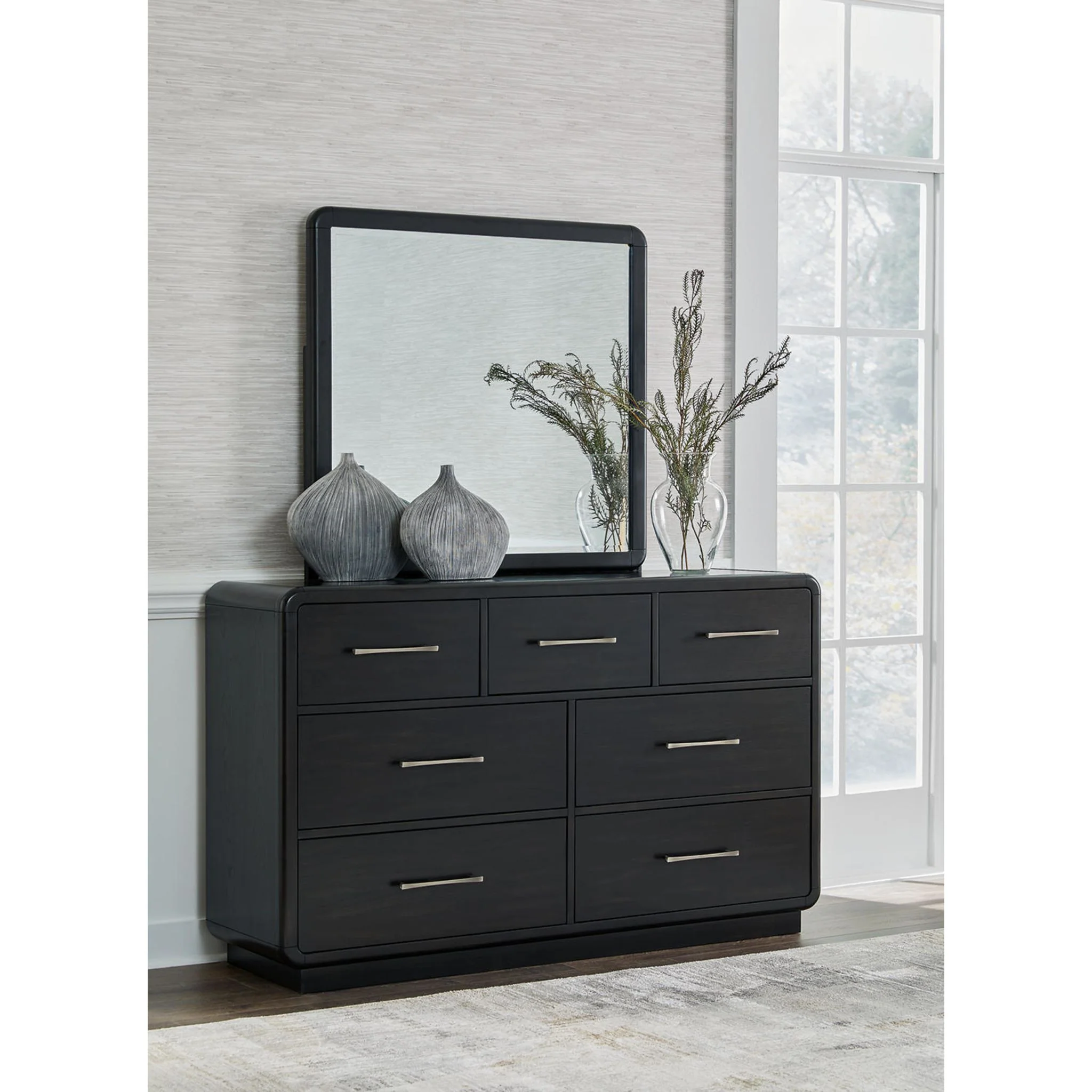 Rowanbeck Dresser and Mirror - Black - Image 3