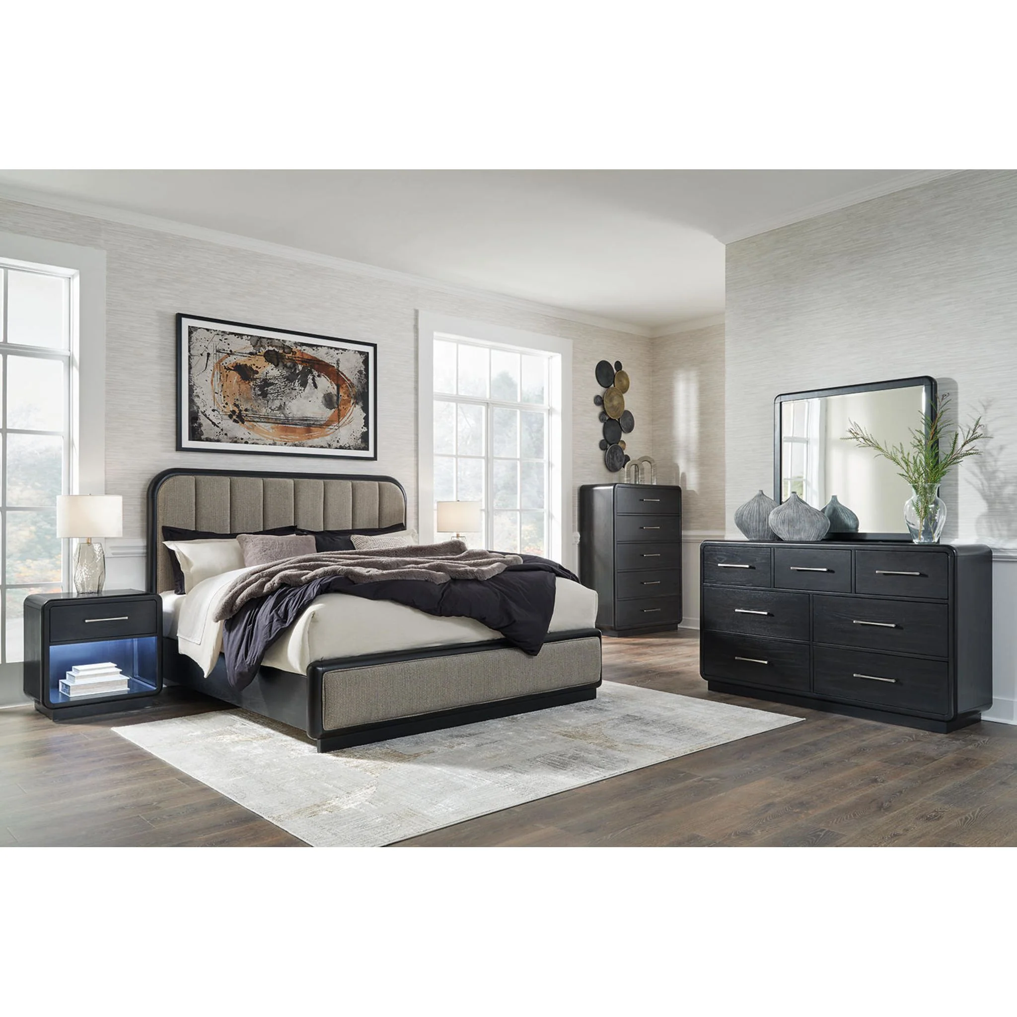 Rowanbeck King Panel Bed - Gray/Black - Image 10