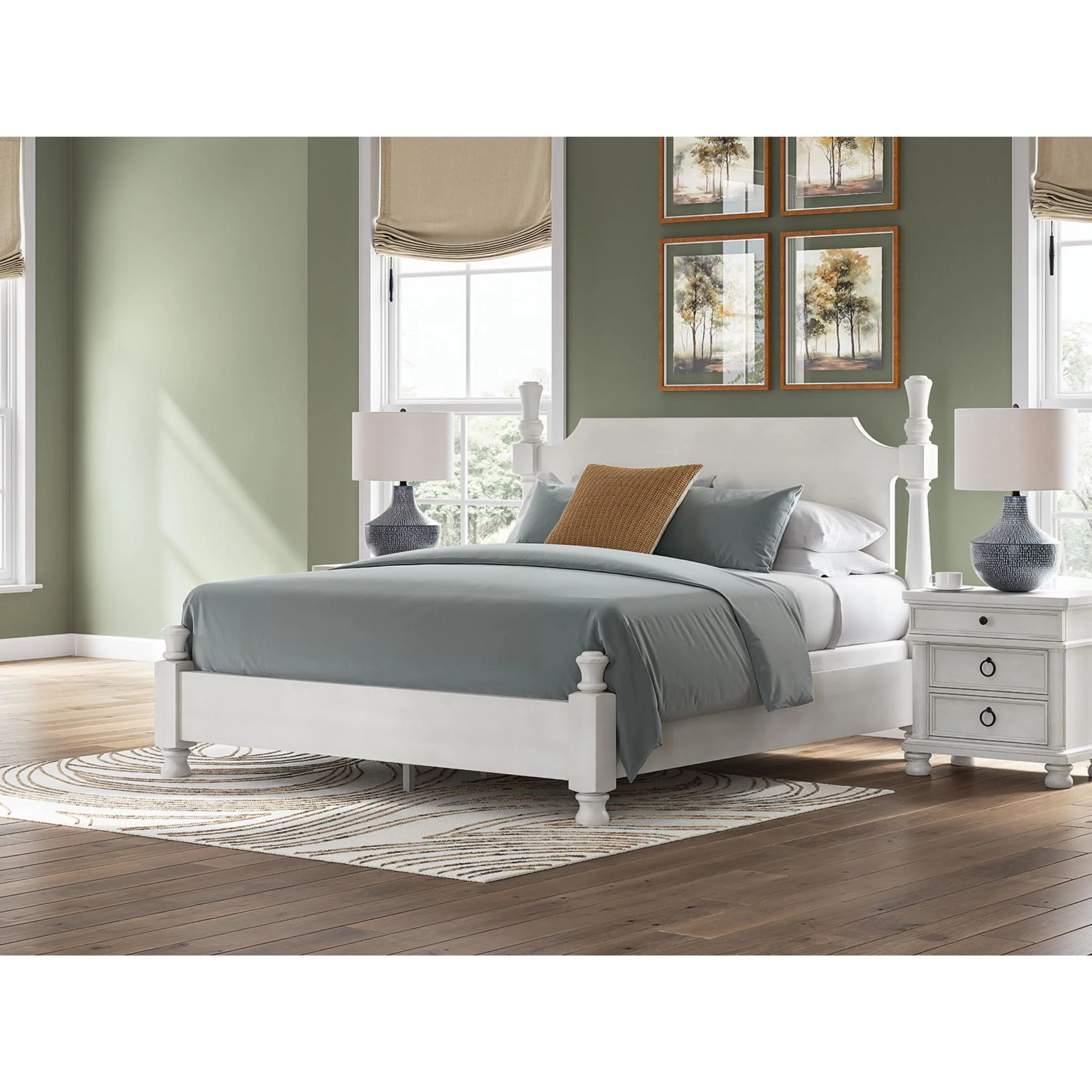Rowlenstown 6 Piece King Poster Bedroom - Antique White - Image 16