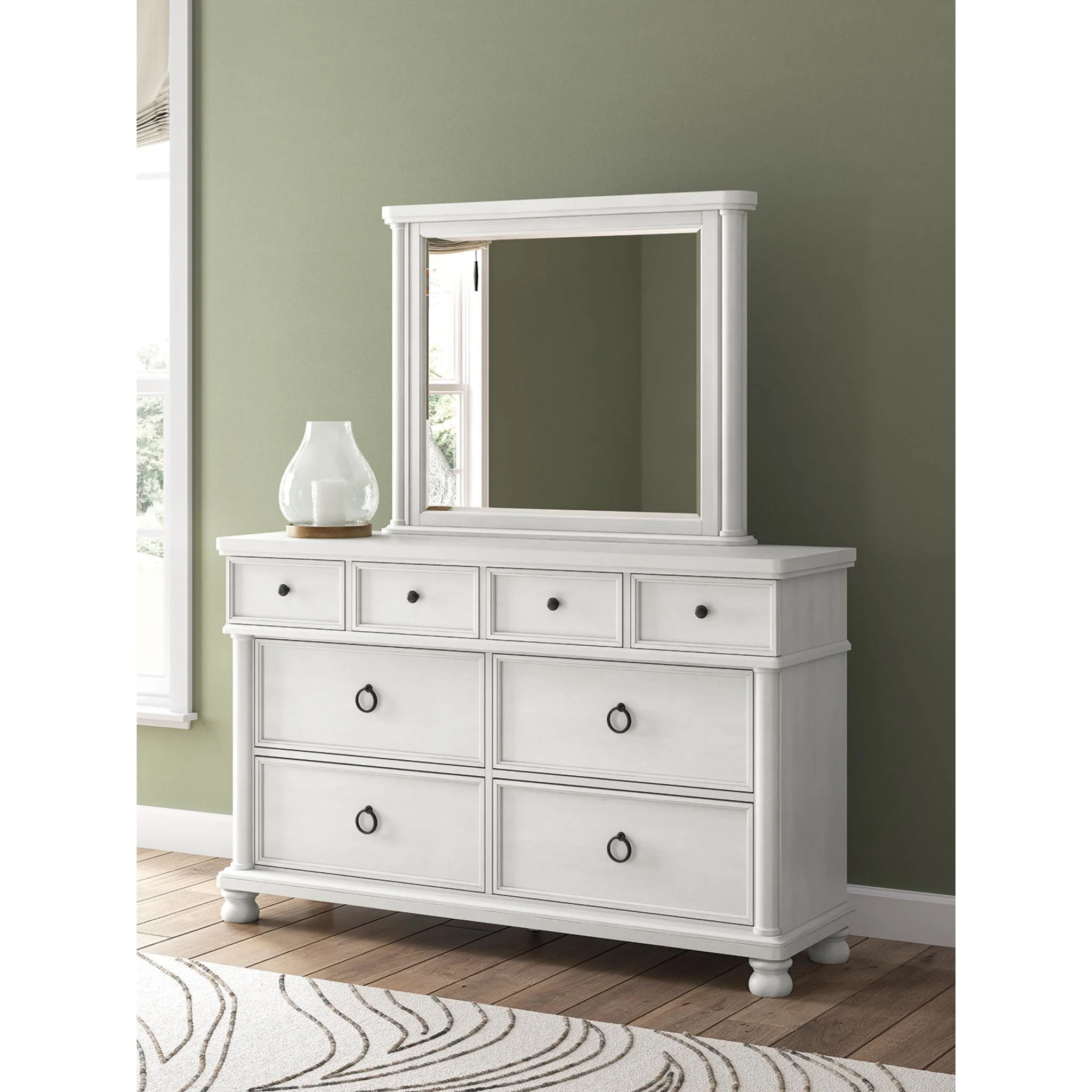 Rowlenstown 6 Piece King Poster Bedroom - Antique White - Image 9