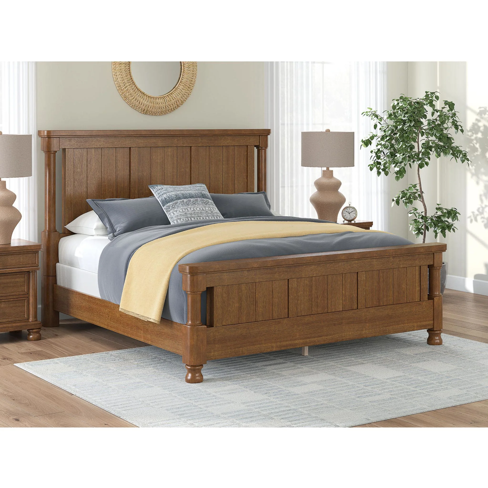 Rowlenstown 6 Piece King Poster Bedroom - Brown - Image 13