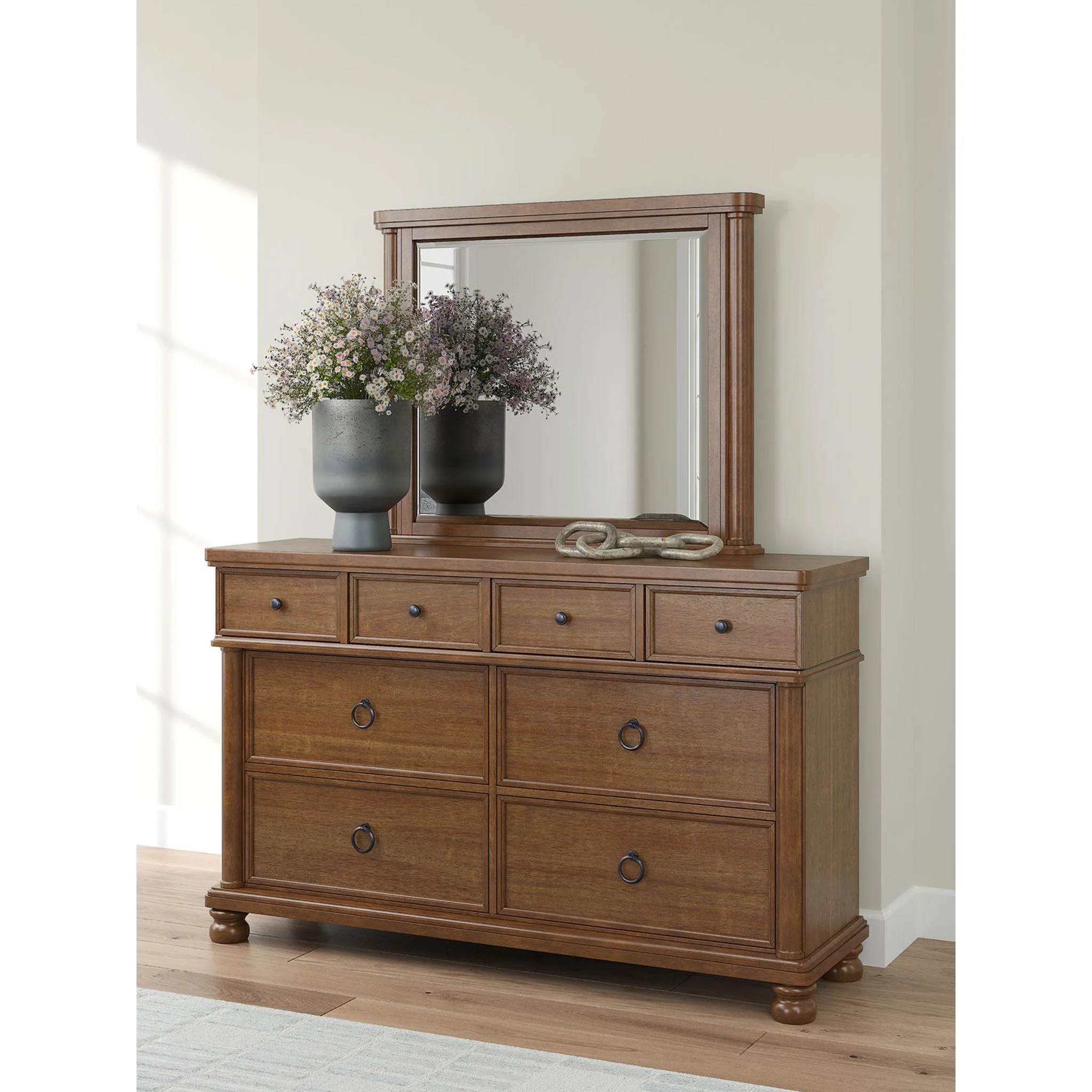Rowlenstown 6 Piece King Poster Bedroom - Brown - Image 6