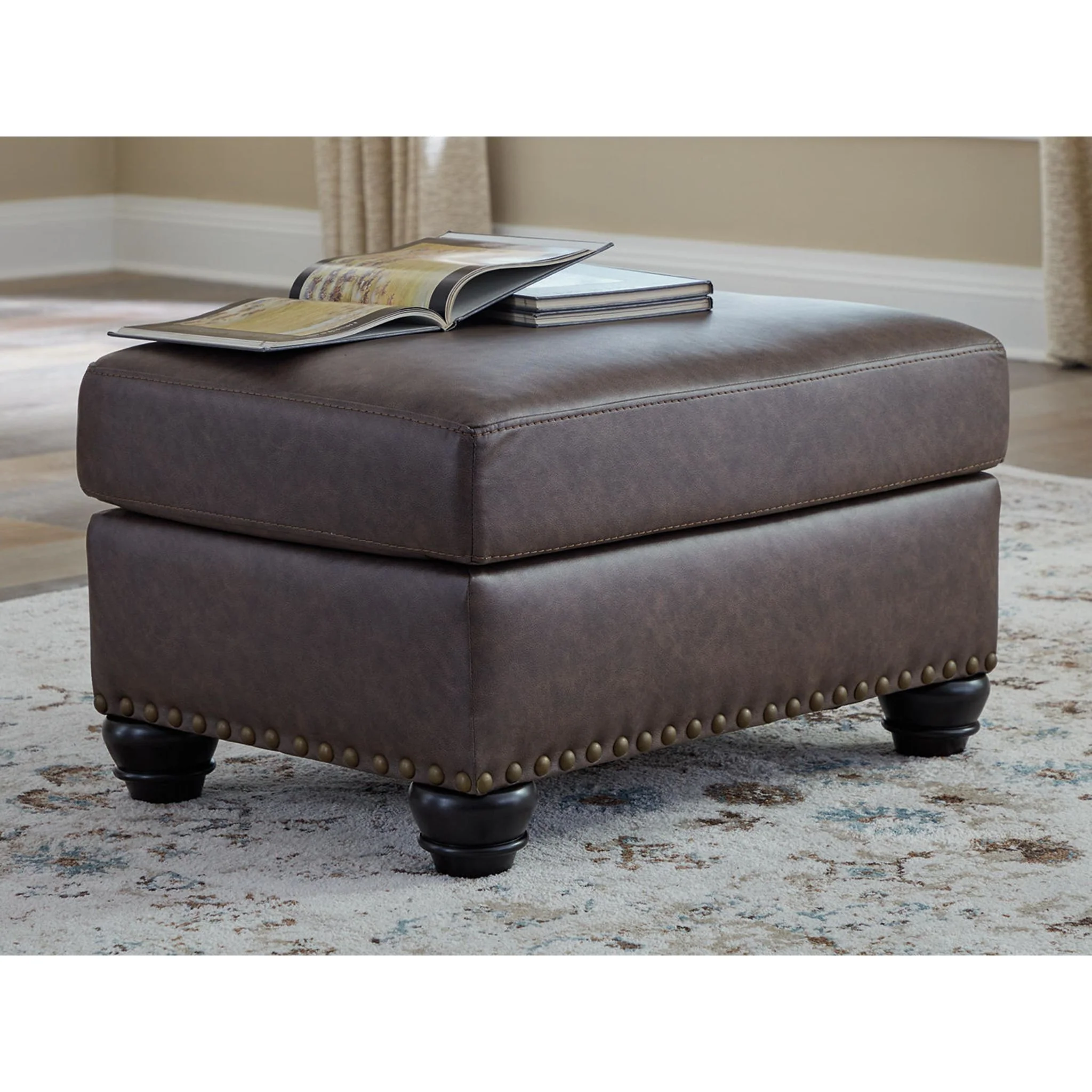 Roxmere Ottoman - Umber - Image 2