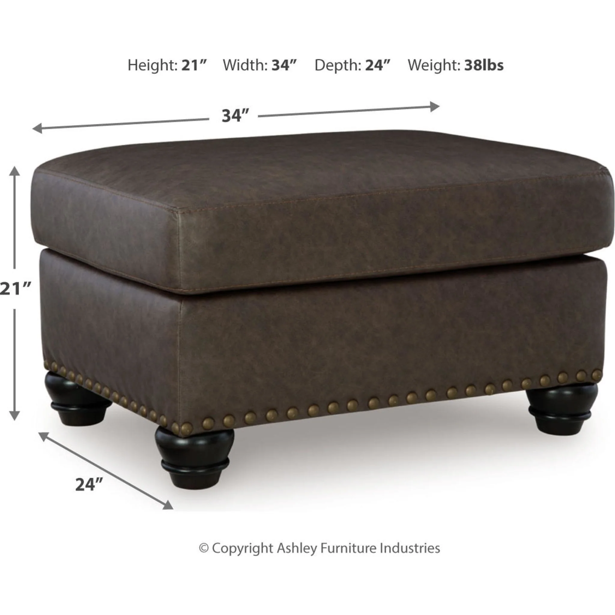 Roxmere Ottoman - Umber - Image 3
