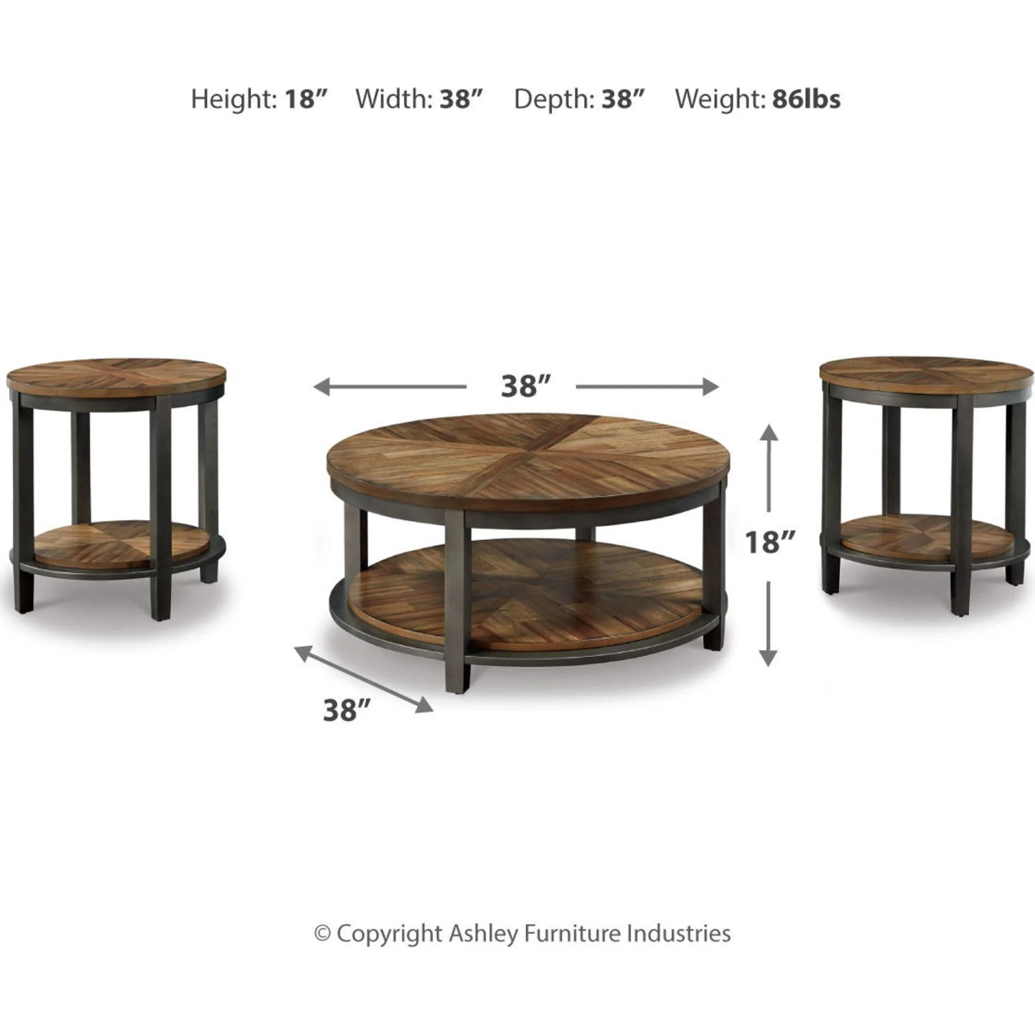 Roybeck 3 Pack Tables - Brown - Image 7