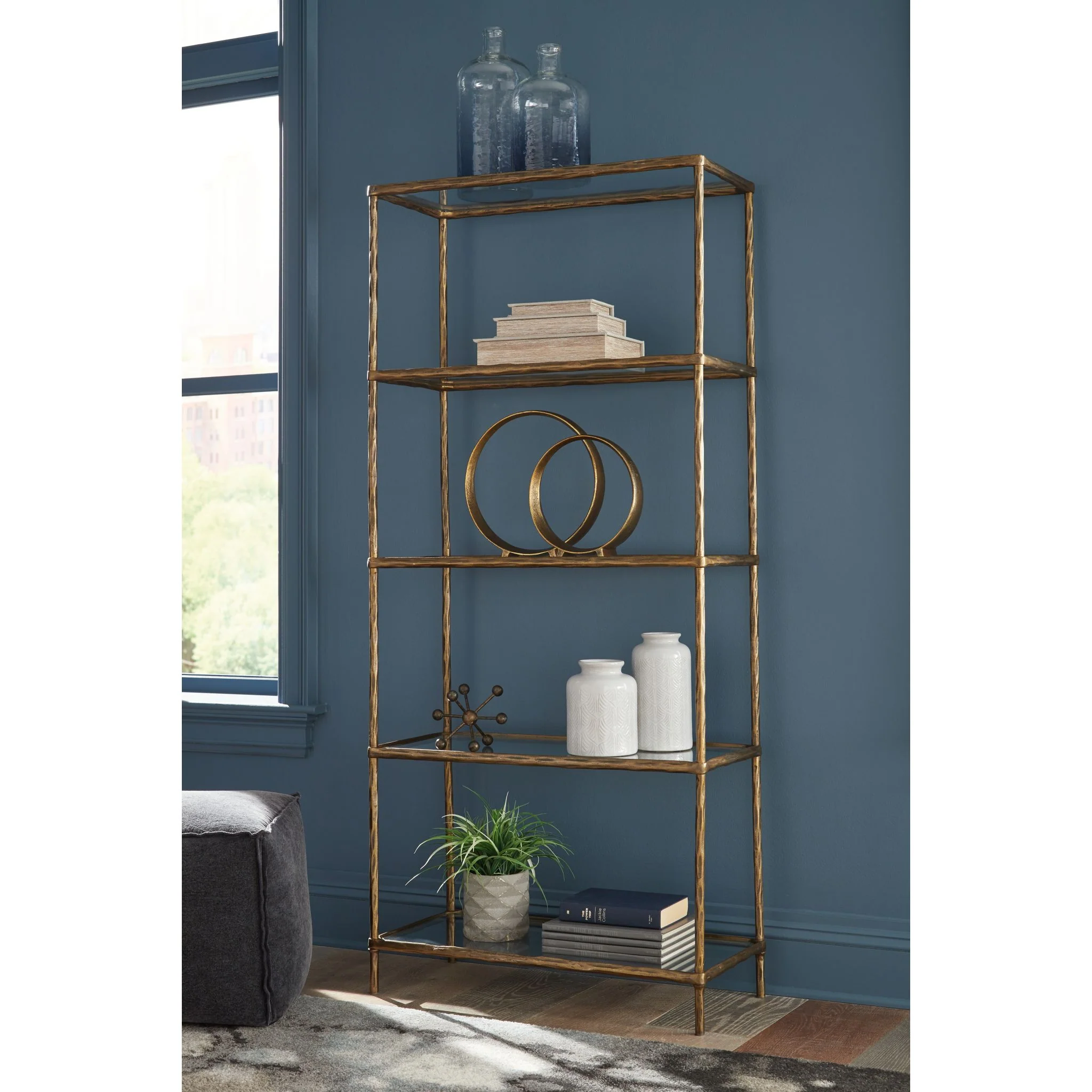 Ryandale Bookcase - Antique Brass Finish - Image 2
