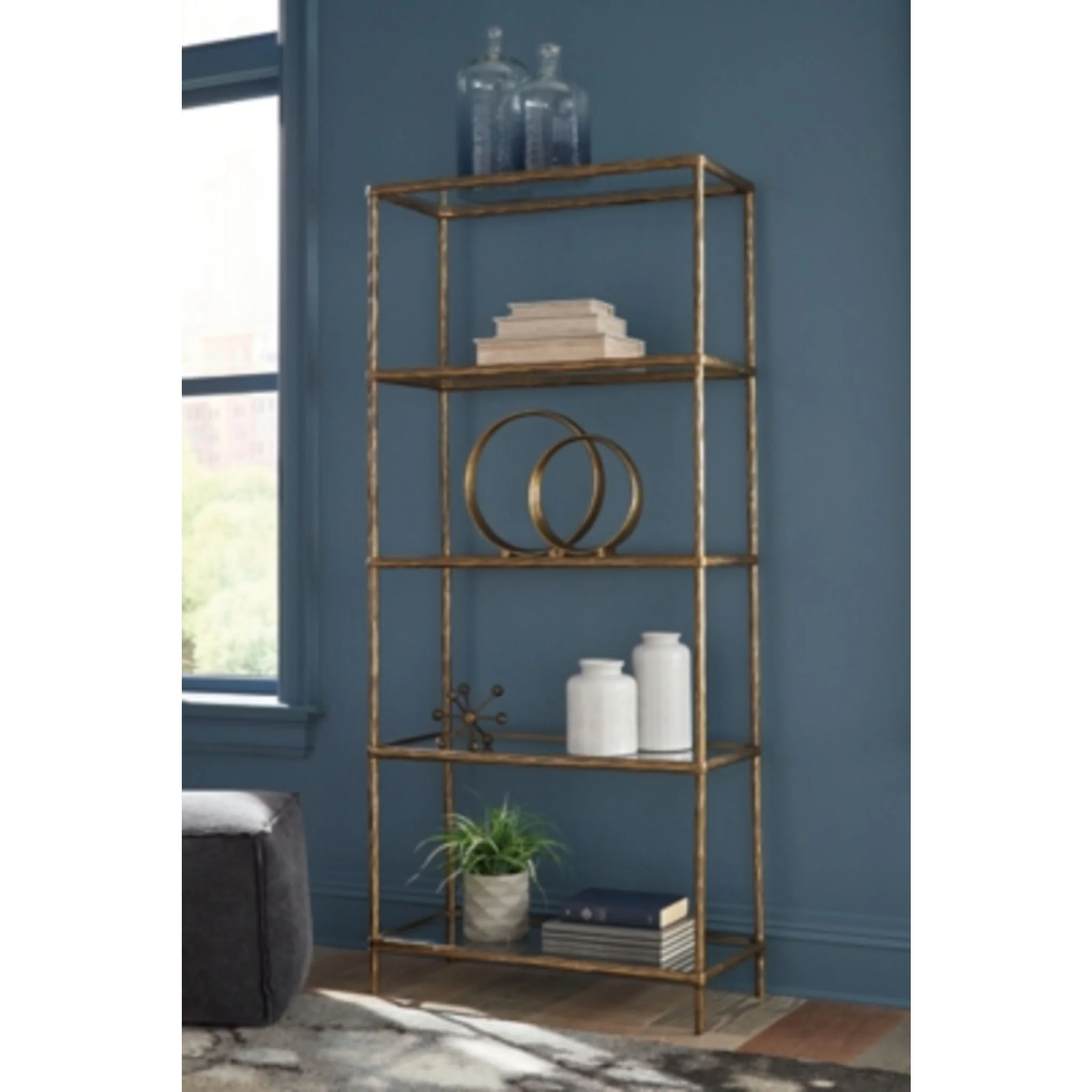 Ryandale Bookcase - Antique Brass Finish - Image 6