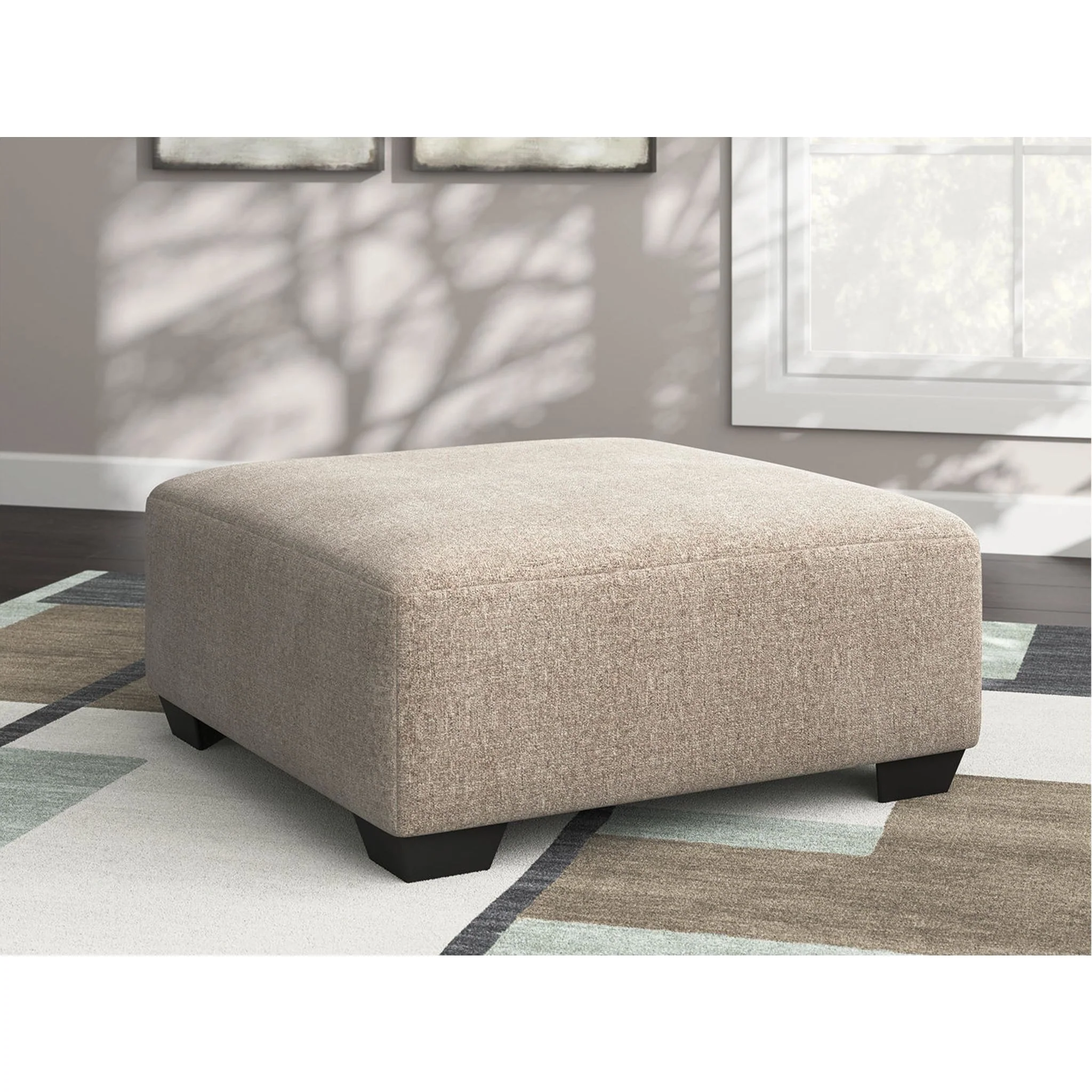 Newellen Oversized Accent Ottoman - Hemp - Image 2