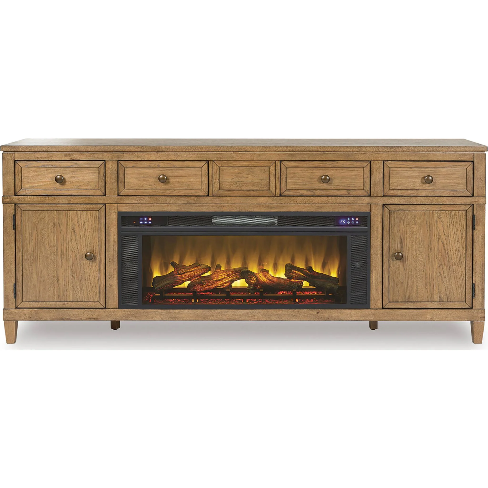 Sharlance TV Stand with Fireplace - Light Brown - Image 4
