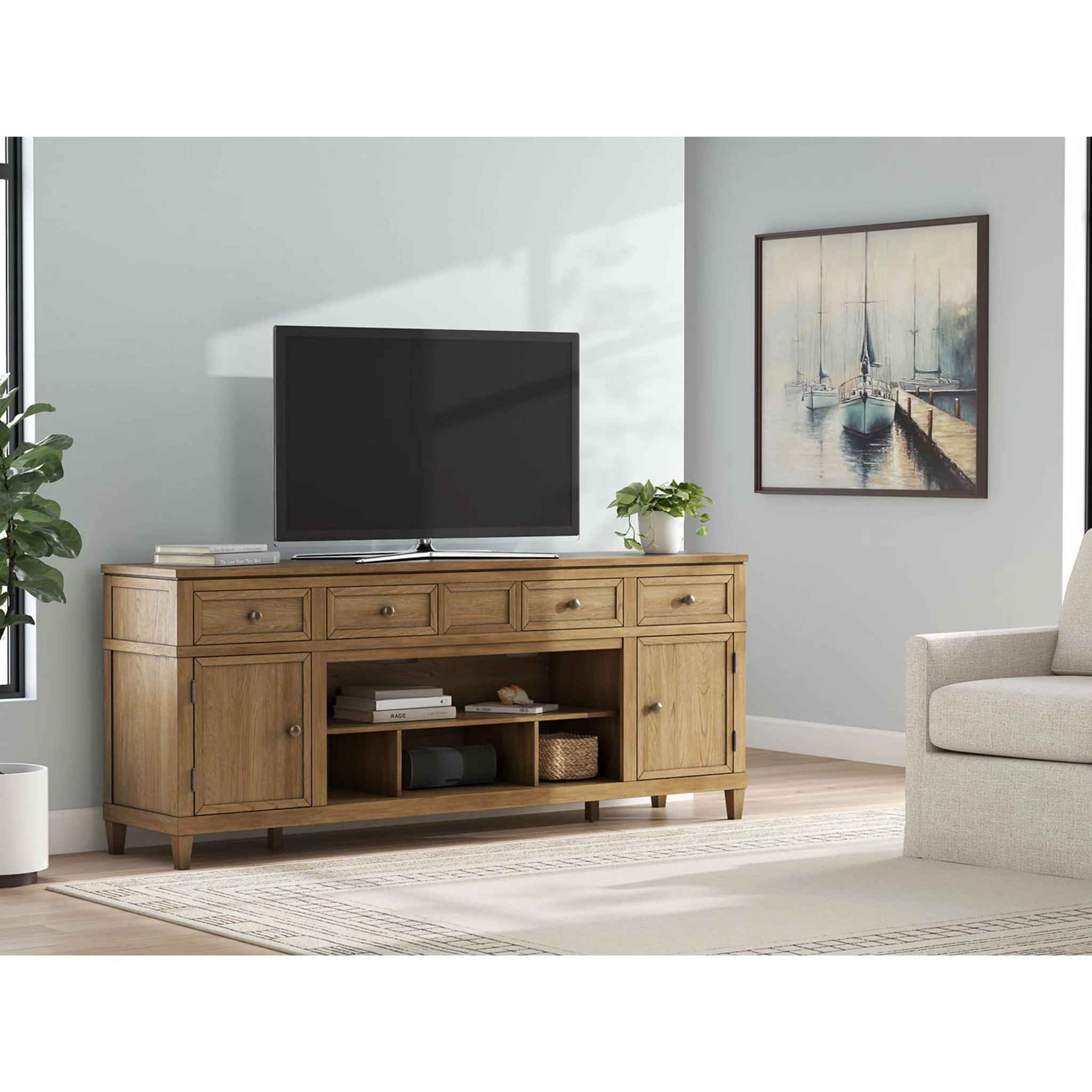 Sharlance TV Stand - Light Brown - Image 2